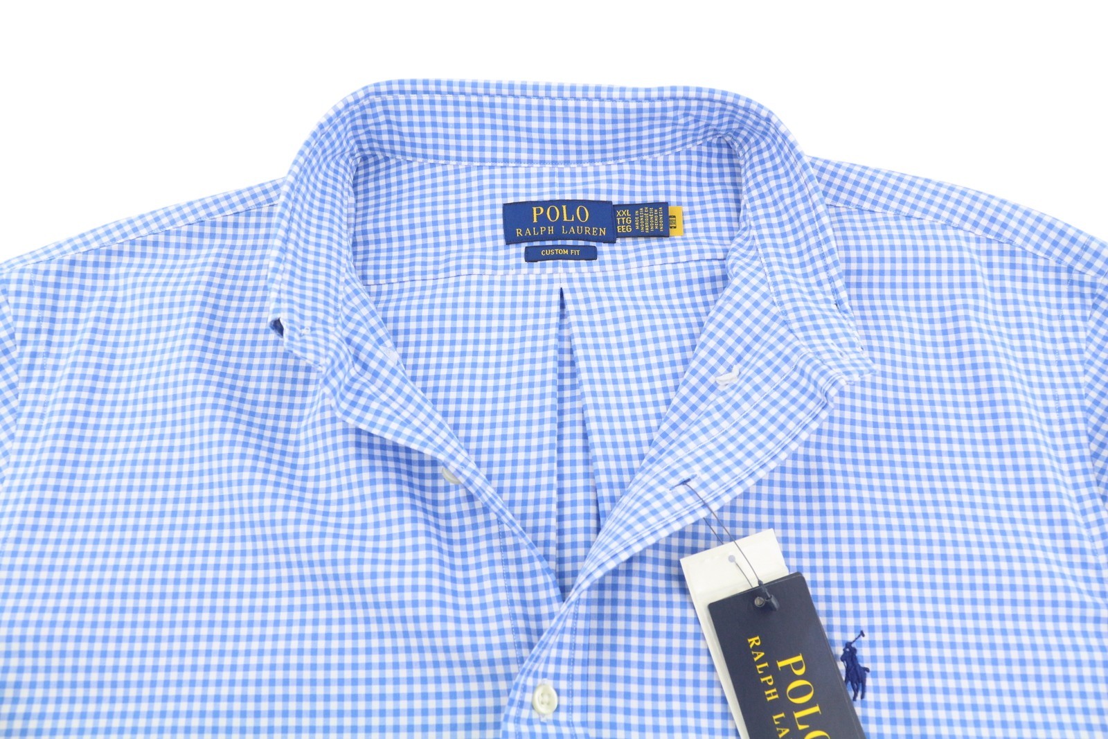 RALPH LAUREN Core Replen Men Shirt 2XL Blue Check Button-Down Custom Fit RRP159