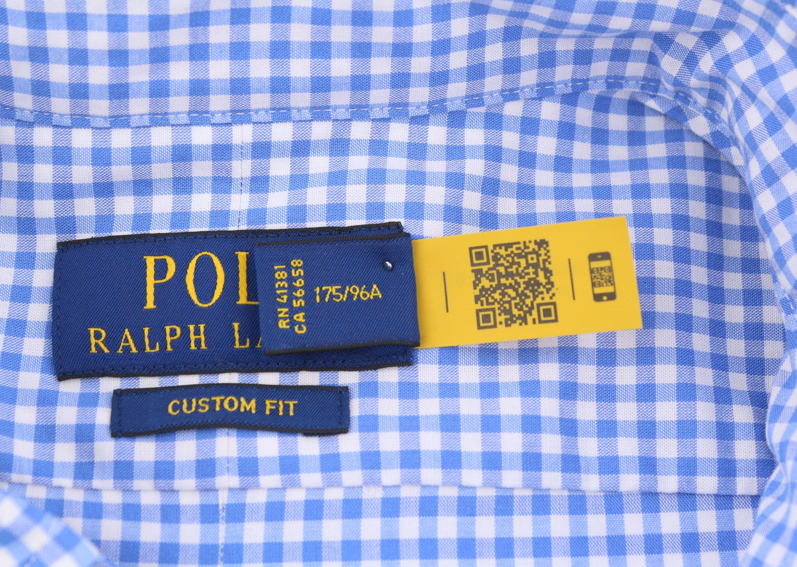 RALPH LAUREN „Core Replen“ vyriški marškinėliai M mėlyni languoti su sagomis žemyn, pritaikytas kirpimas RRP159 