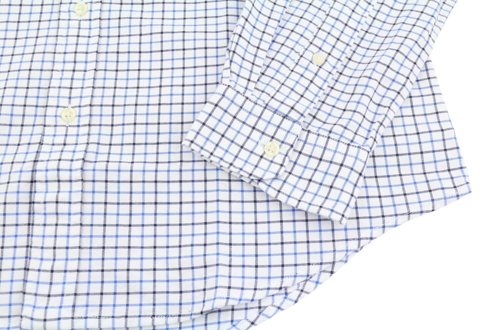 RALPH LAUREN vyriški marškinėliai S, balti, languoti, individualaus kirpimo, su sagomis užsegama kaklo dalimi, RRP169 