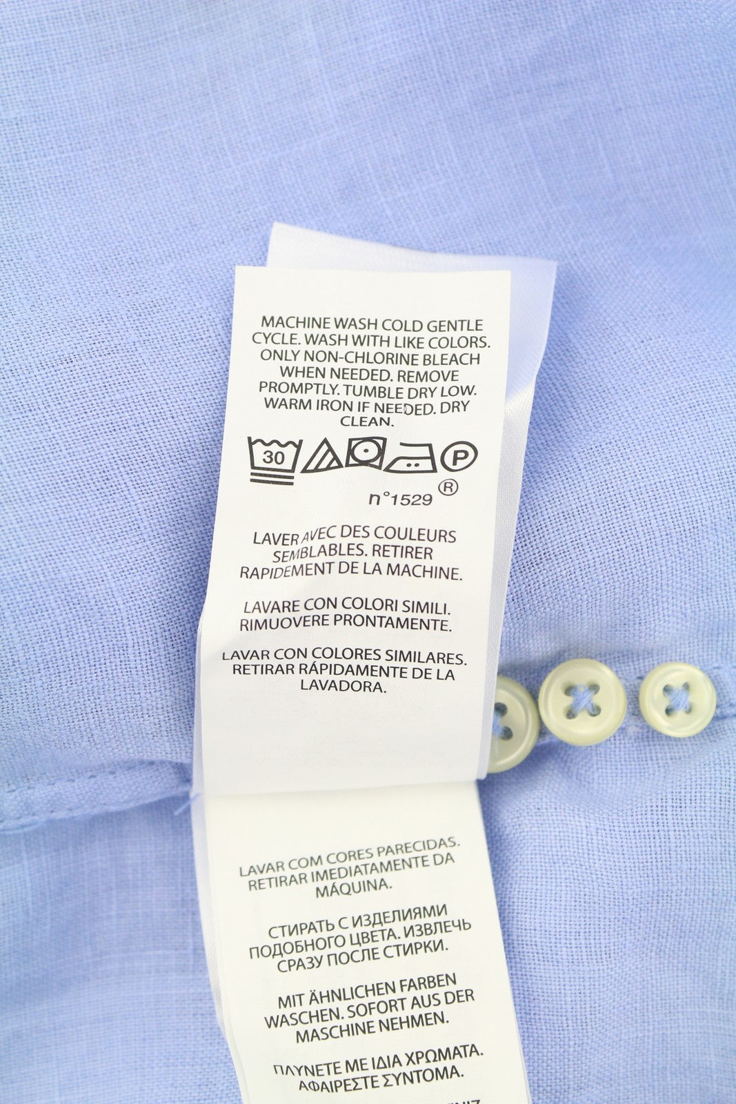 RALPH LAUREN vyriški marškinėliai S mėlyni lininiai, individualaus kirpimo, su sagomis užsegama kaklo dalimi, RRP169 