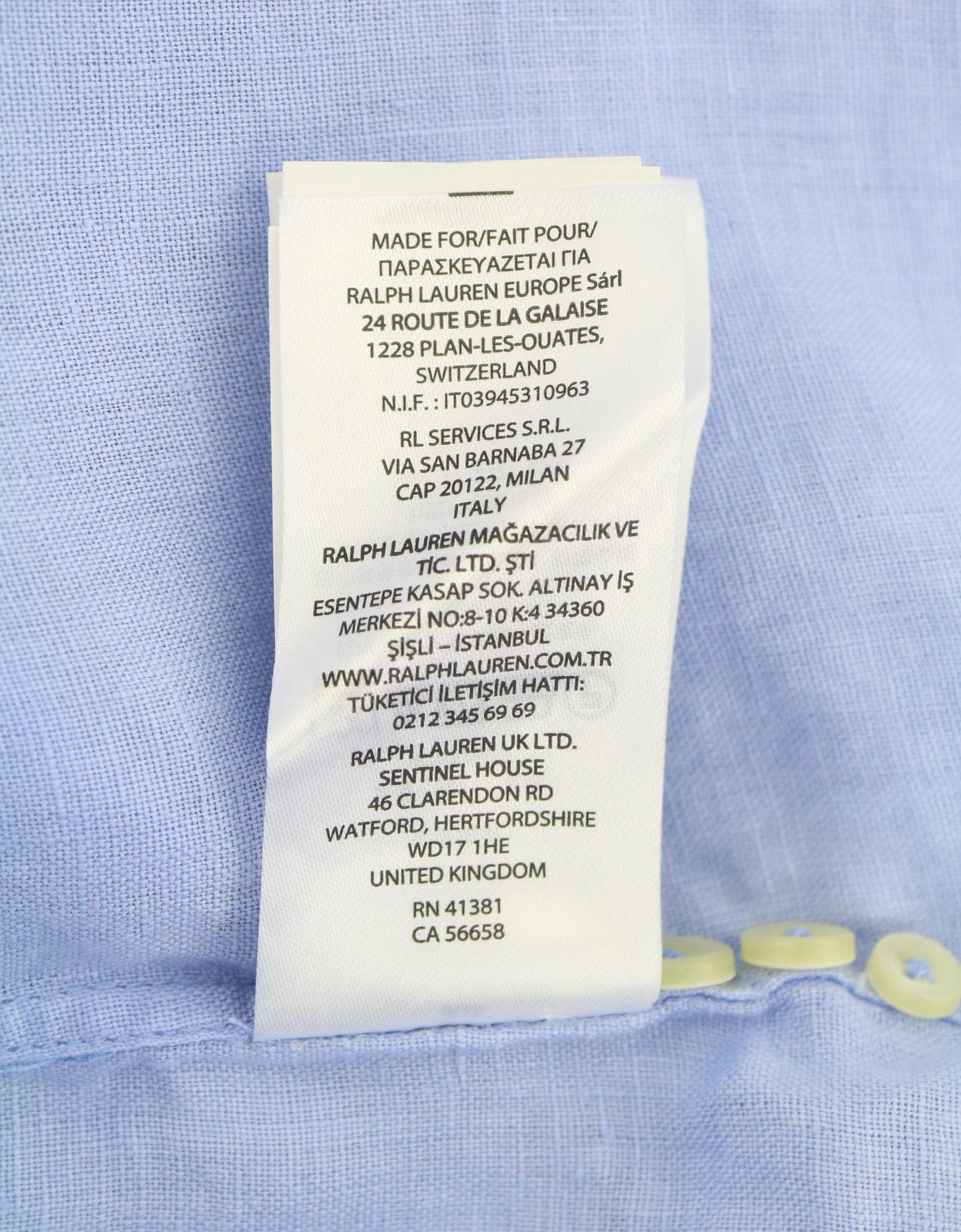 RALPH LAUREN vyriški marškinėliai S mėlyni lininiai, individualaus kirpimo, su sagomis užsegama kaklo dalimi, RRP169 