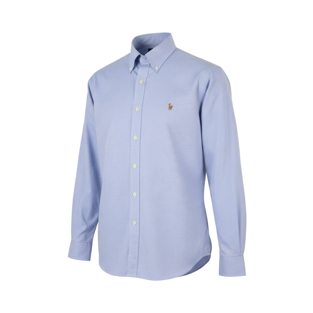 RALPH LAUREN „Core Replen“ vyriški oficialūs marškinėliai M mėlyni su sagomis žemyn iškirpte, pagal užsakymą RRP149 