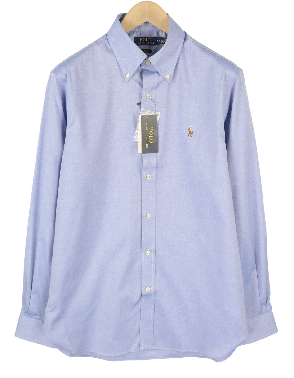 RALPH LAUREN „Core Replen“ vyriški oficialūs marškinėliai M mėlyni su sagomis žemyn iškirpte, pagal užsakymą RRP149 