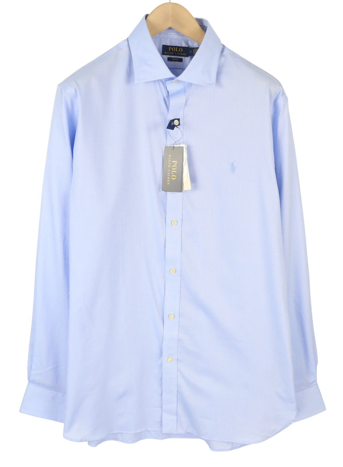 RALPH LAUREN vyriški oficialūs marškiniai 17 mėlyni iškirpte iškirpte, sagomis užsegami, liekno kirpimo, RRP149 