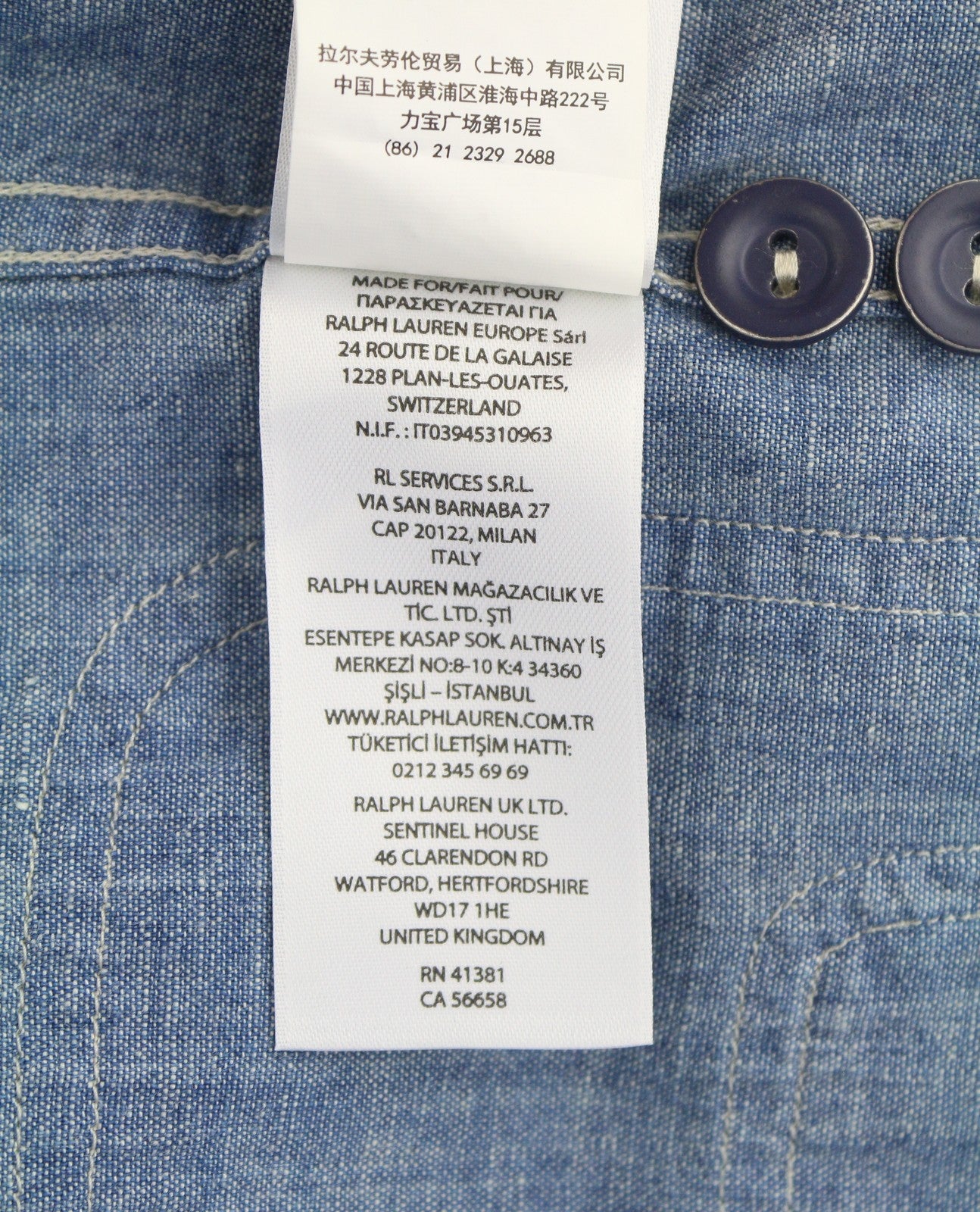 RALPH LAUREN vyriški marškinėliai S mėlyni išblukę lopai su sagomis išskleista klasikinio stiliaus RRP199 