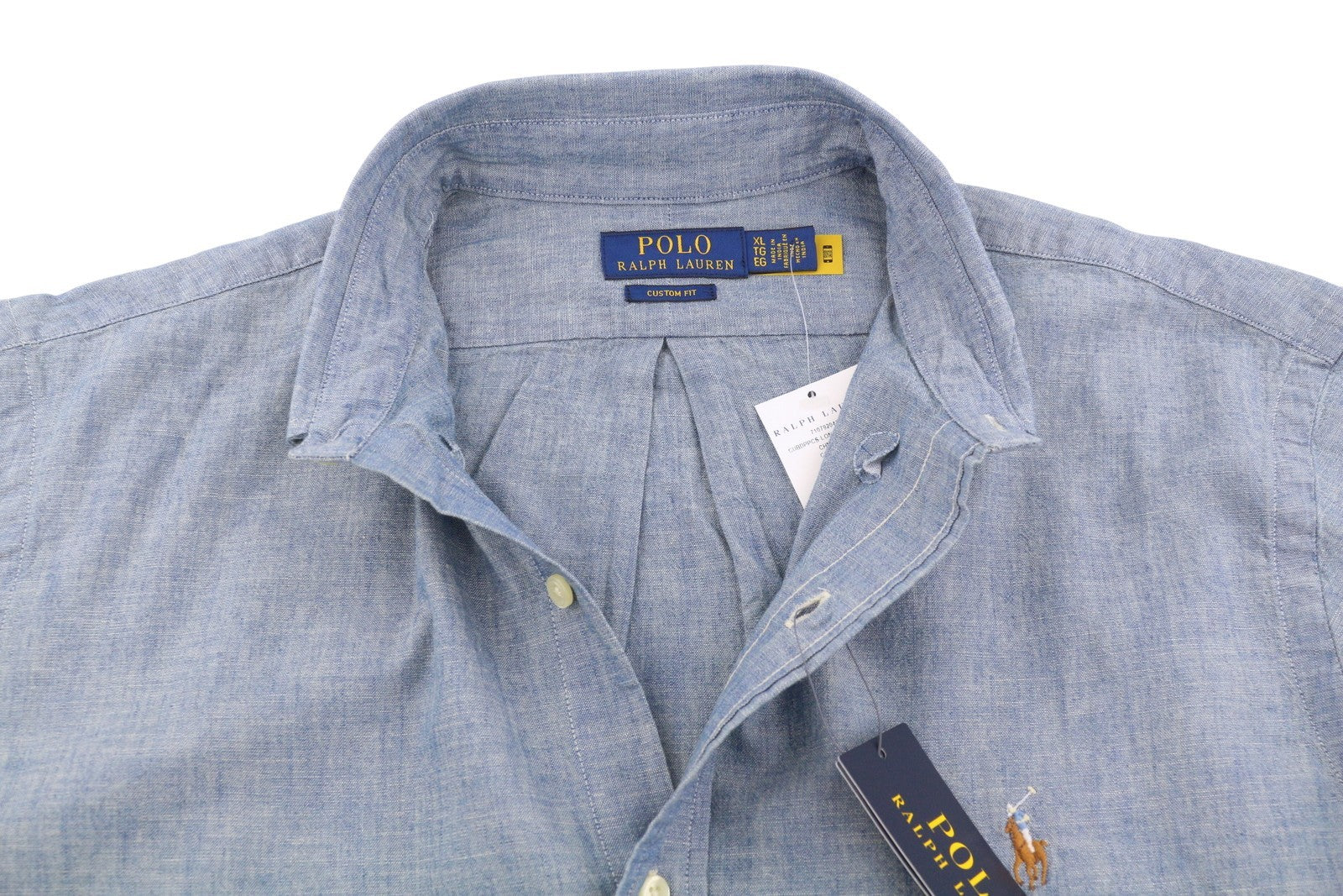 RALPH LAUREN „Core Replen“ vyriški marškinėliai, XL dydžio, mėlyni, išblukę, su sagomis, pritaikytas kirpimas, RRP159 