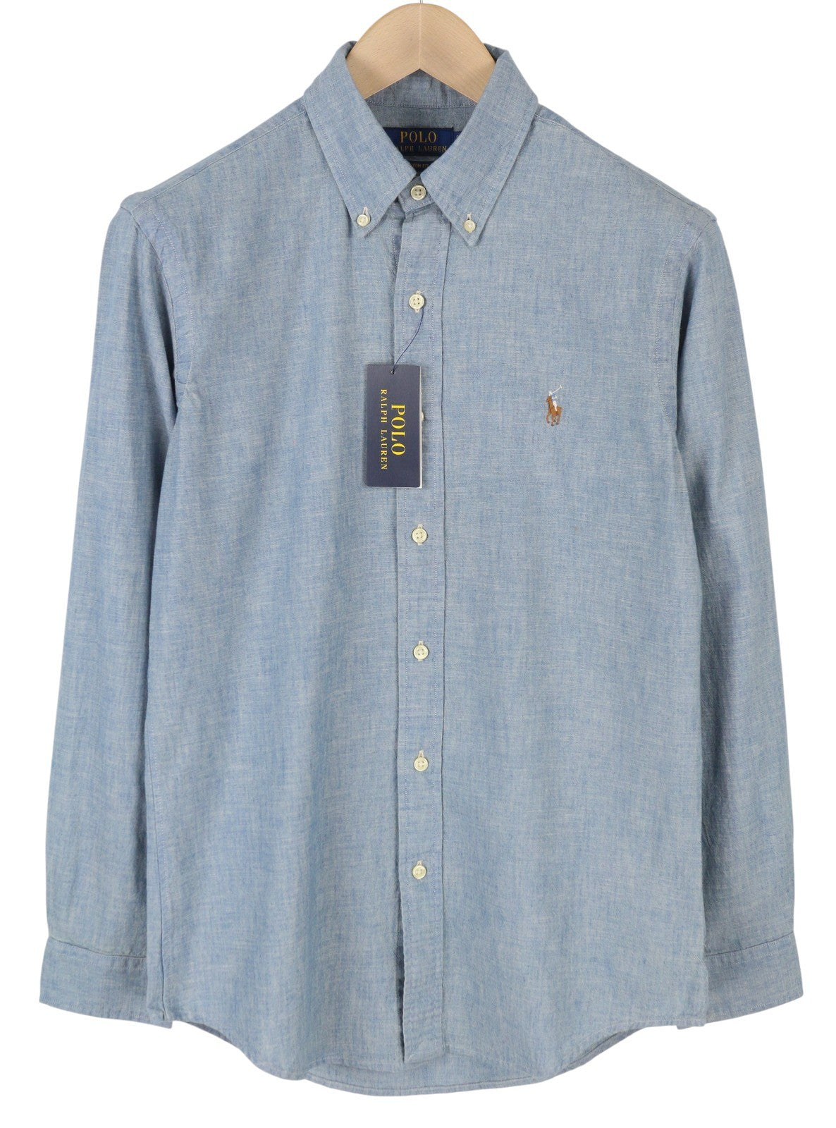 RALPH LAUREN „Core Replen“ vyriški marškinėliai, XL dydžio, mėlyni, išblukę, su sagomis, pritaikytas kirpimas, RRP159 