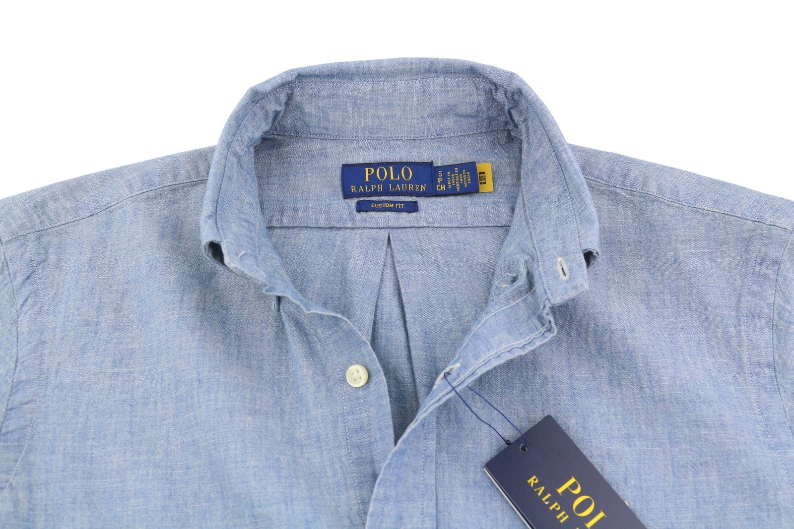 RALPH LAUREN „Core Replen“ vyriški marškinėliai, mėlyni, išblukę, su sagomis, laisvalaikio stiliaus, RRP159 