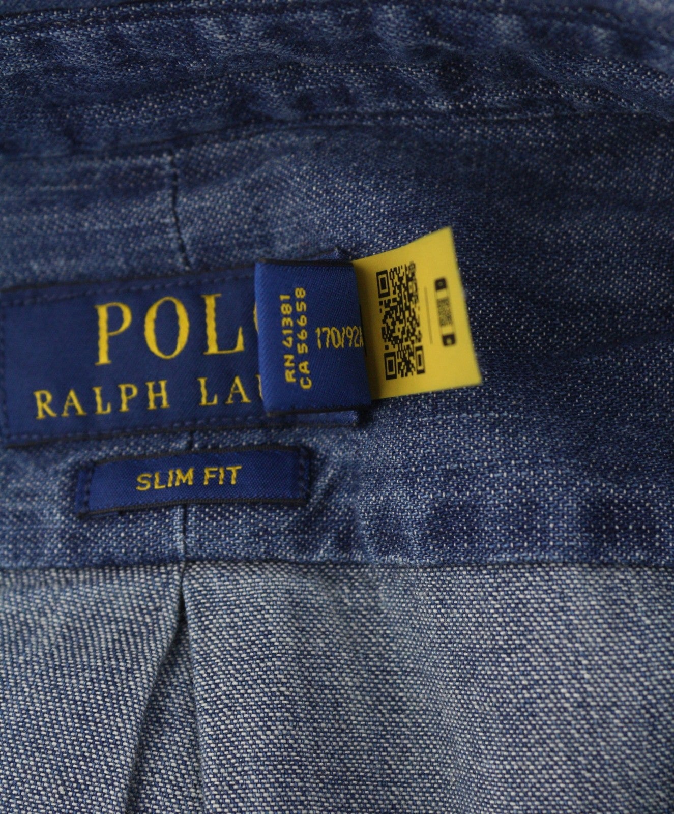 RALPH LAUREN „Core Replen“ vyriški marškinėliai, mėlyni, džinsiniai, išblukę, su sagomis, ploni, RRP159 