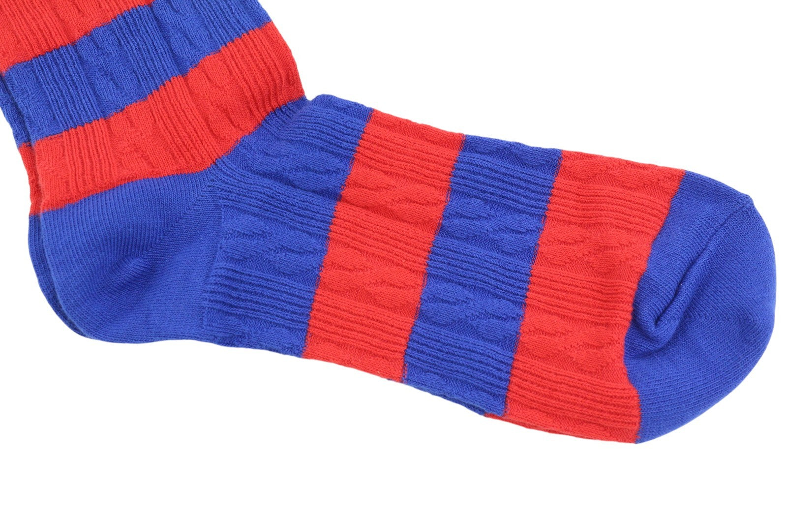 RALPH LAUREN Women Socks OS Blue Red Striped Cable-Knit Embroidered Logo Unisex