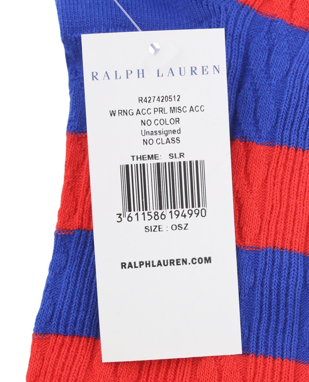 RALPH LAUREN Women Socks OS Blue Red Striped Cable-Knit Embroidered Logo Unisex