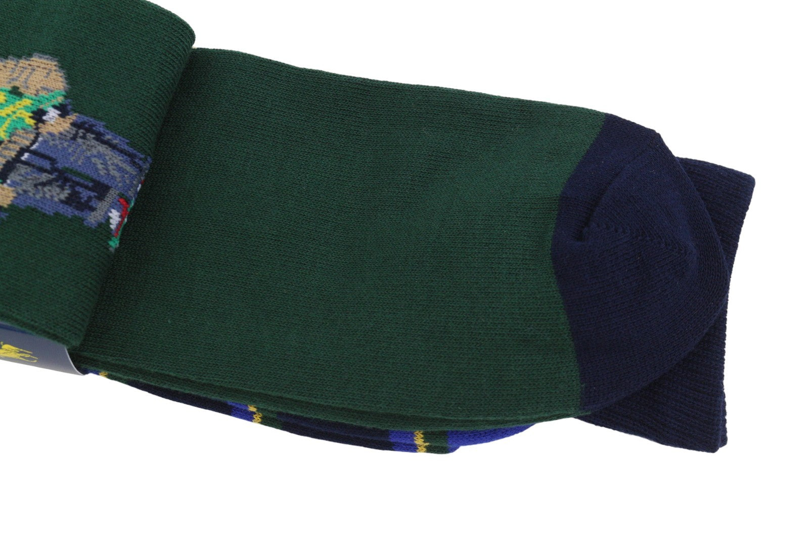 RALPH LAUREN Men Socks OS Green Bear Embroidered Logo Tight Knit Unisex 2 Pairs