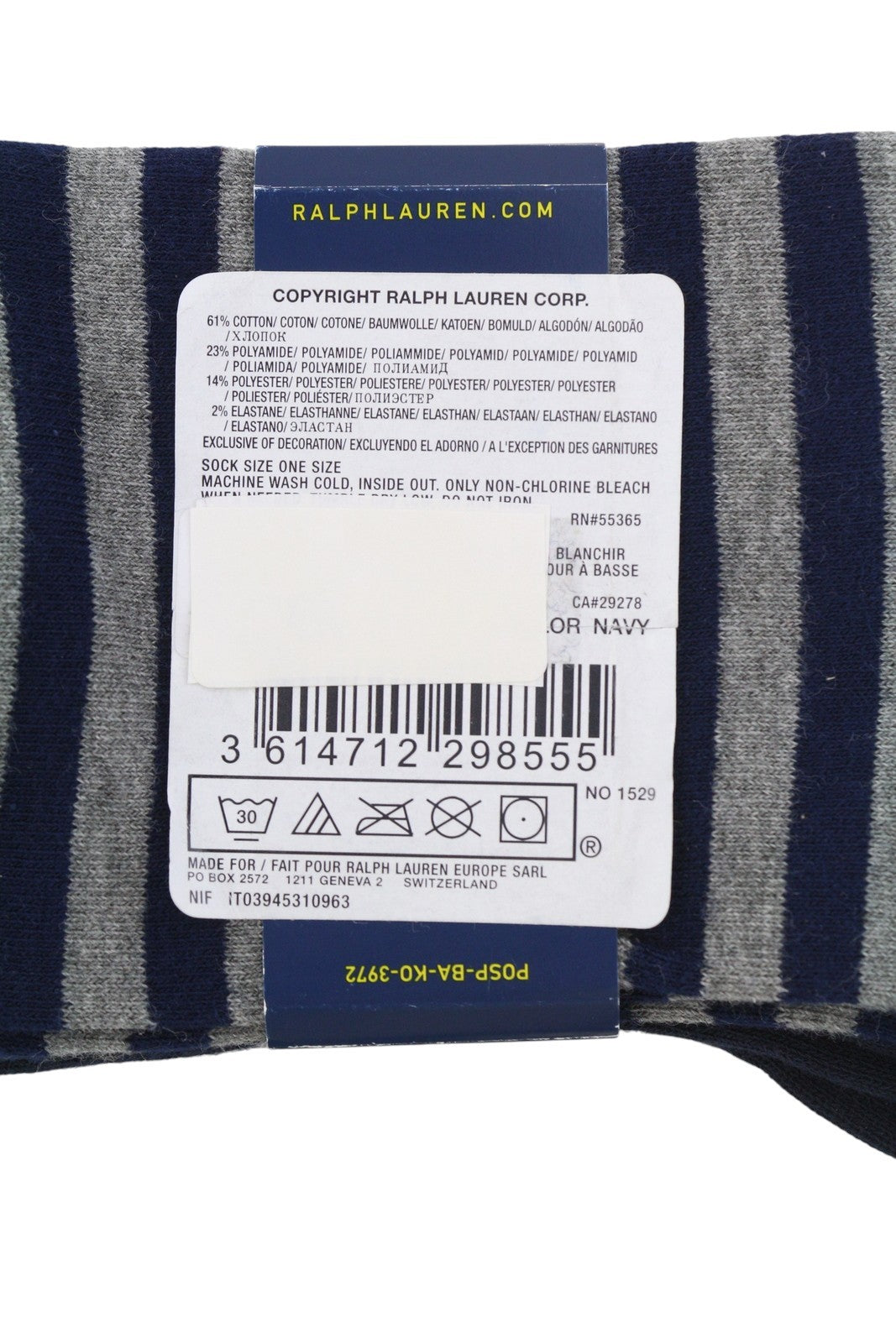 RALPH LAUREN Men Socks OS Polka Dot Striped Embroidered Logo Knit Unisex 2 Pairs