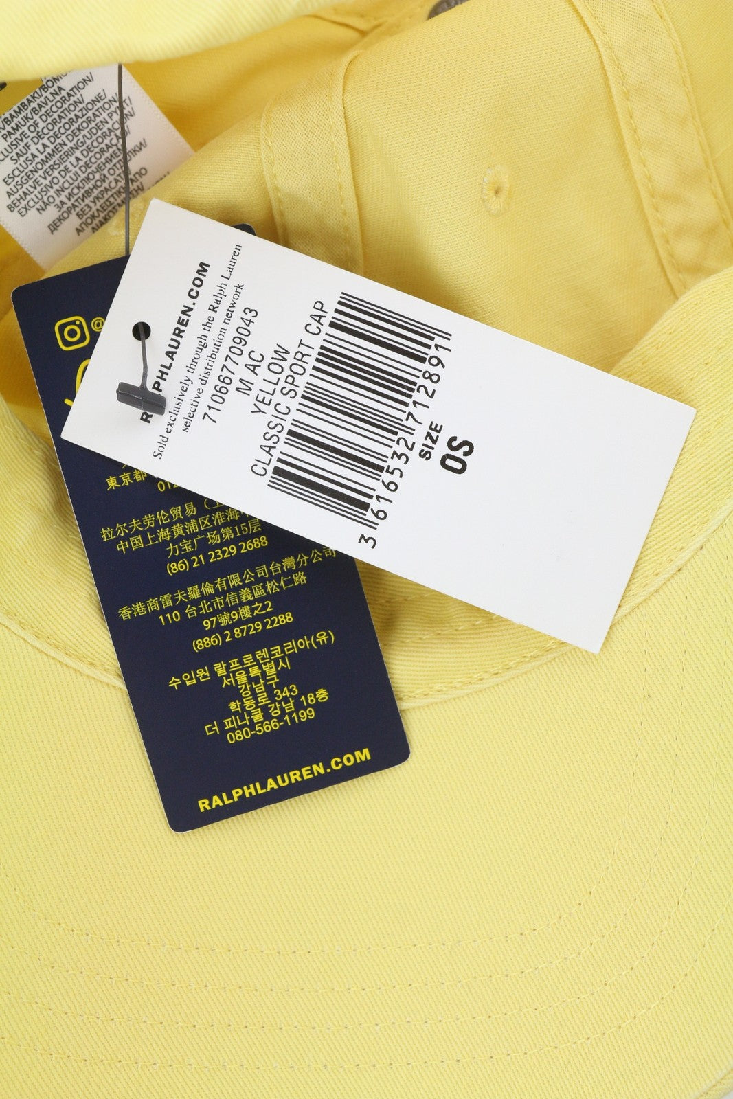 RALPH LAUREN Classic Sport Men Cap OS Yellow Embroidered Logo Baseball Unisex