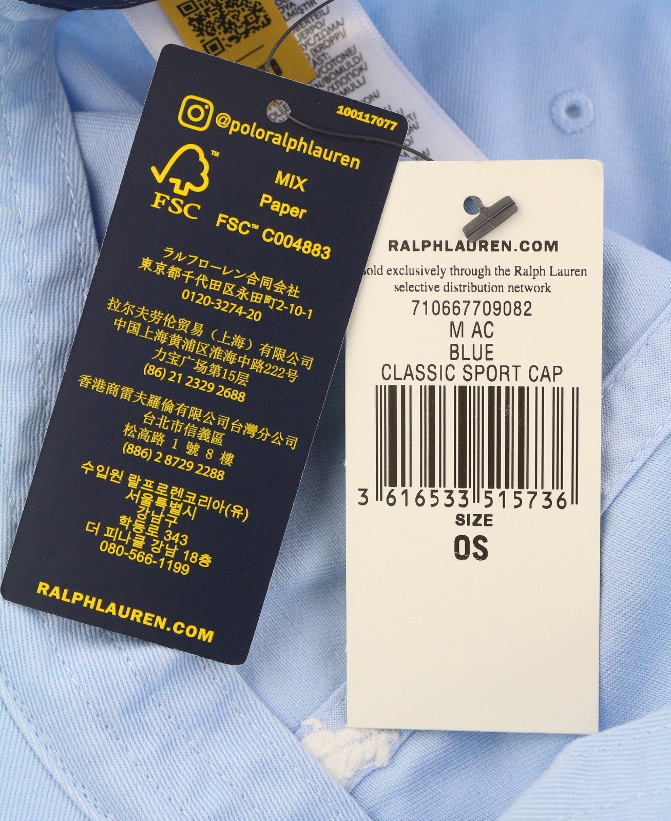 RALPH LAUREN Classic Sport Men Cap OS Blue Embroidered Logo Baseball Unisex