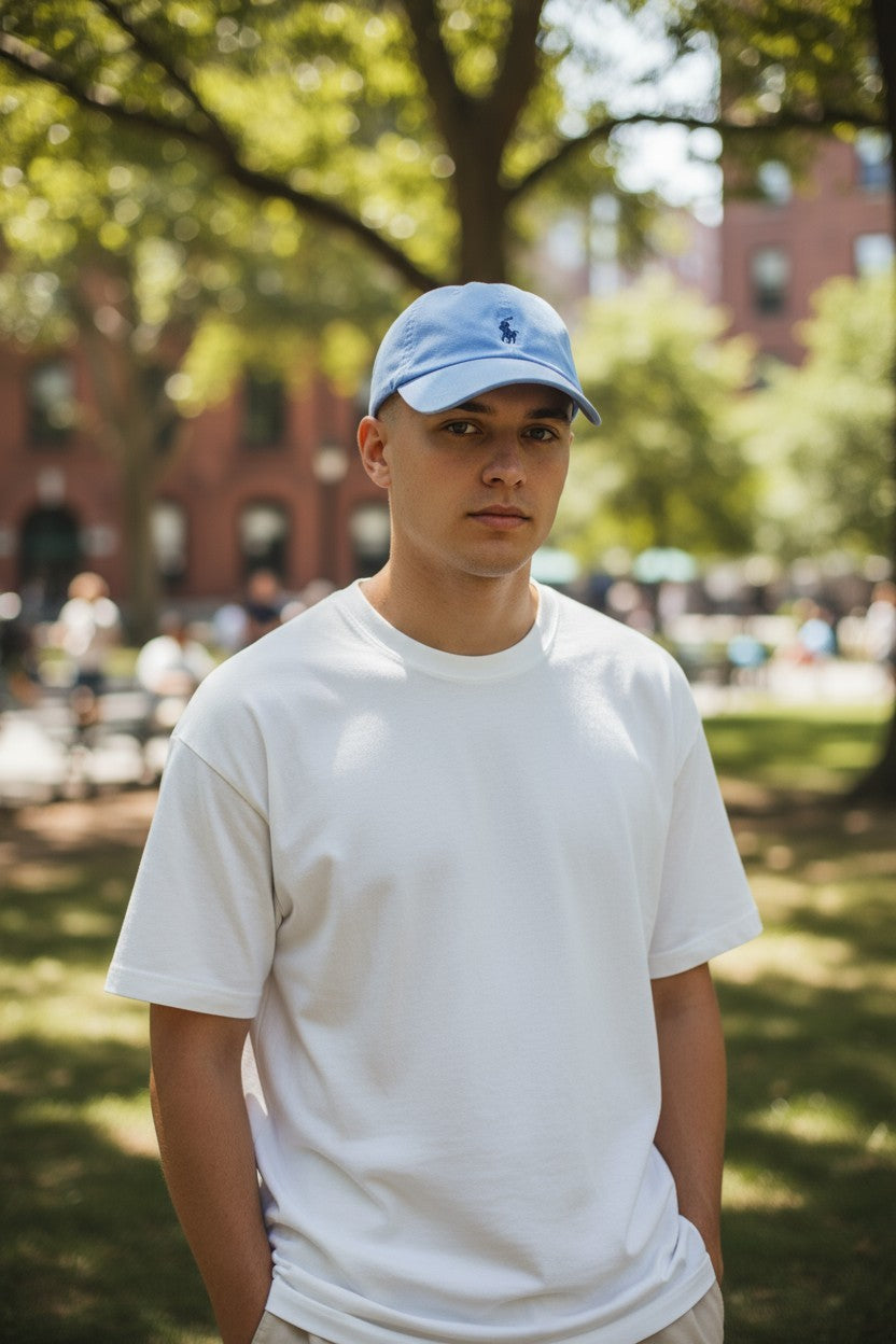 RALPH LAUREN Men Cap OS Light Blue Embroidered Logo Cotton Baseball Unisex