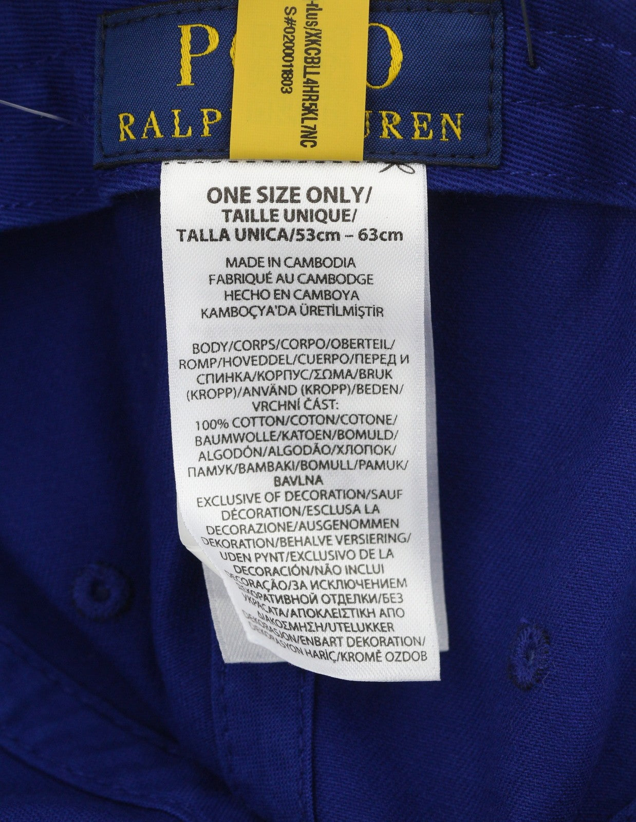 RALPH LAUREN Men Cap OS Blue Embroidered Logo Cotton Baseball Unisex