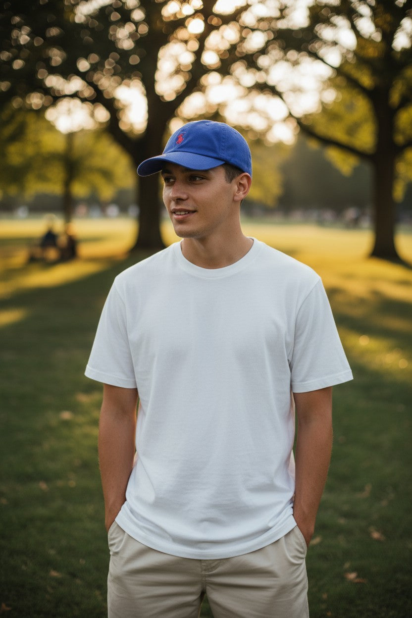 RALPH LAUREN Men Cap OS Blue Embroidered Logo Cotton Baseball Unisex