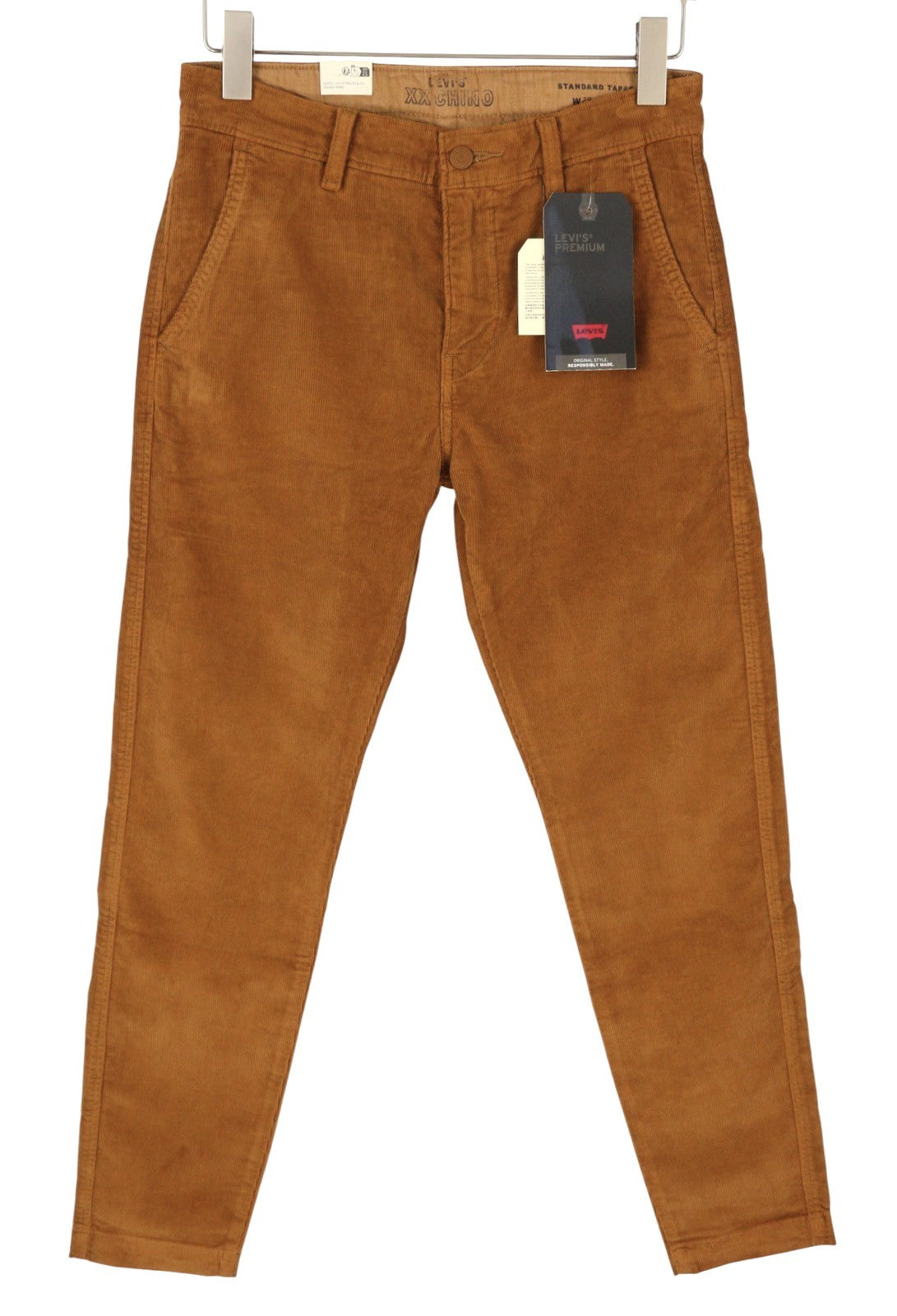 LEVI'S XX Chino Men Trousers W29/L32 Brown Corduroy Standard Taper Fit Big E