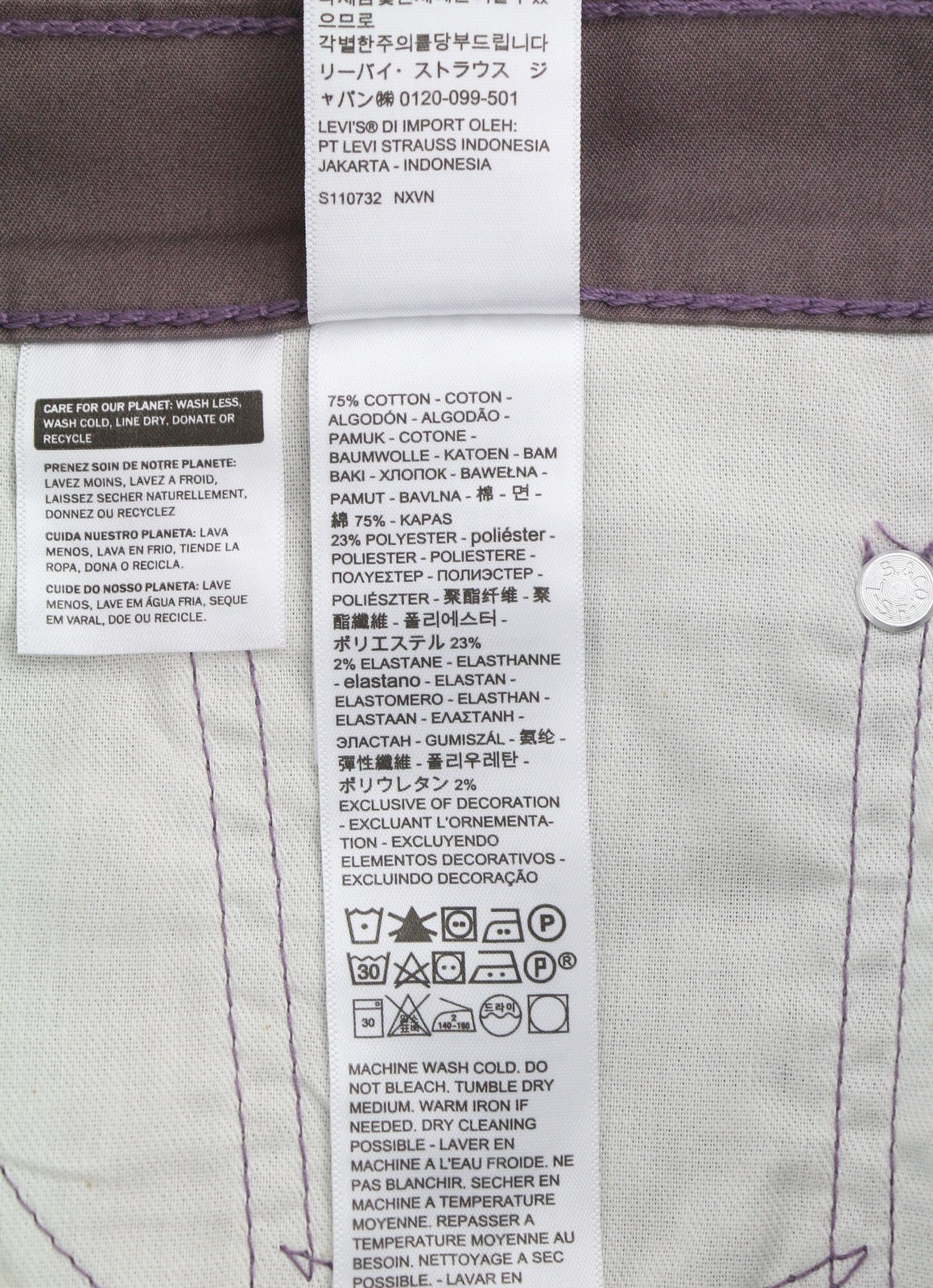 LEVI'S 502 Men Trousers W32/L32 Premium Cool Tapered Fit Zip Fly Logo Purple