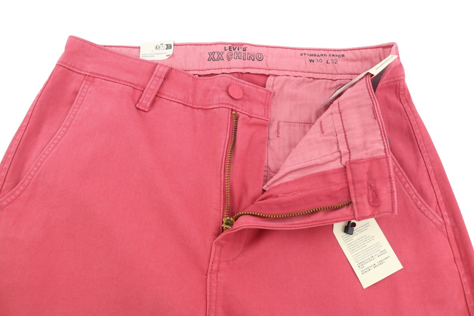 LEVI'S XX Chino Men Trousers W30/L32 Mid Pink Standard Taper Stretch Extensible