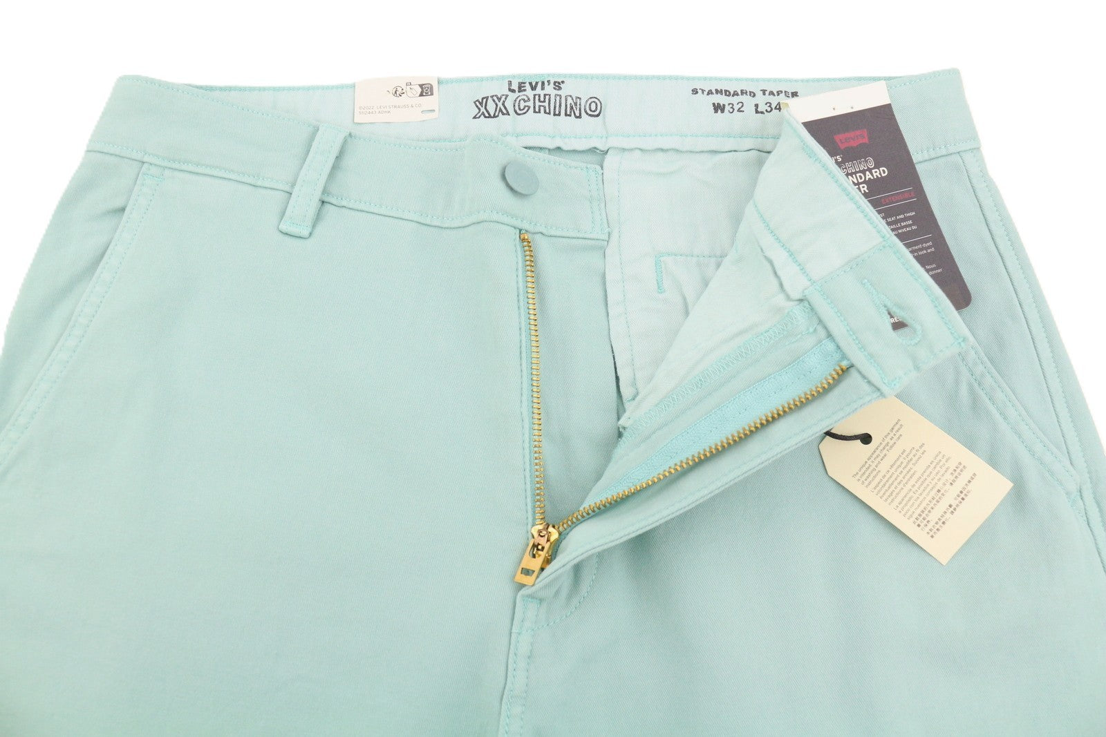 LEVI'S XX Chino Men Trousers W32/L34 Blue Standard Taper Big E Stretch Zip Fly