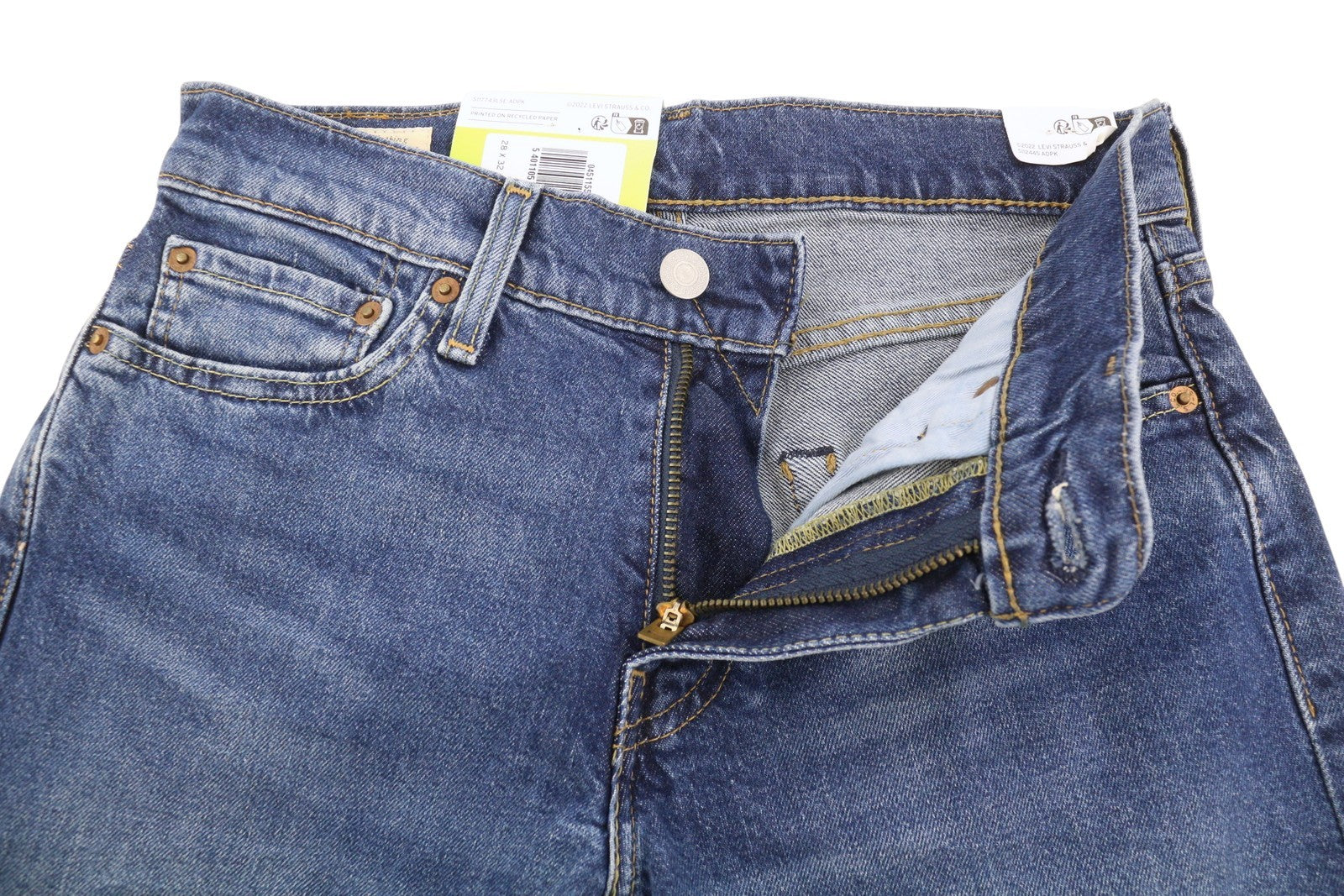 LEVI'S 511 Men Jeans W28/L32 Premium Big E Flex Stretch Slim Fit Zip Faded Blue