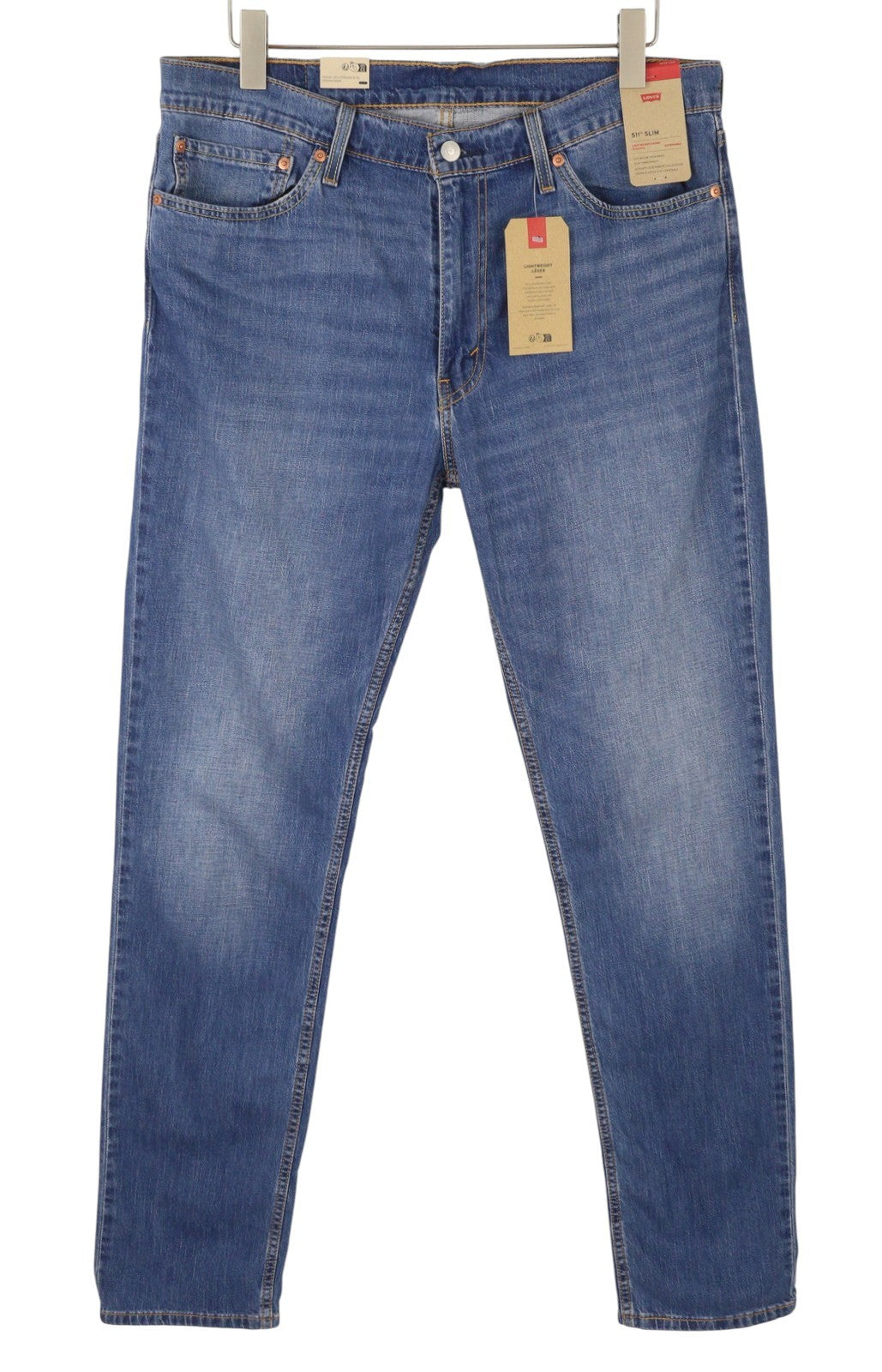 LEVI'S 511 Men Jeans W36/L36 Blue Faded Lightweight Denim Stretch Extensible