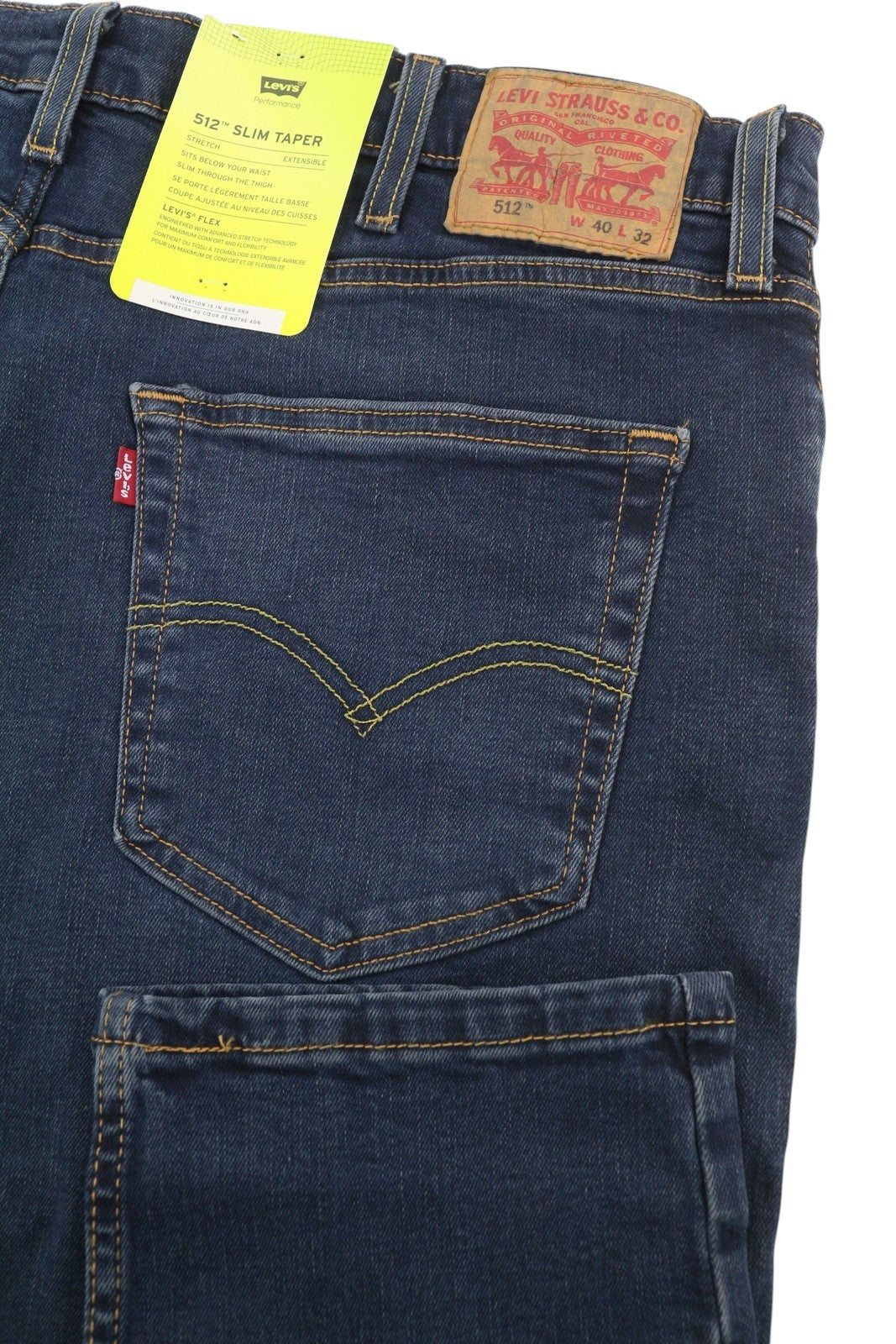 LEVI'S 512 Men Jeans W40/L32 Blue Faded Slim Taper Fit Flex Stretch Extensible