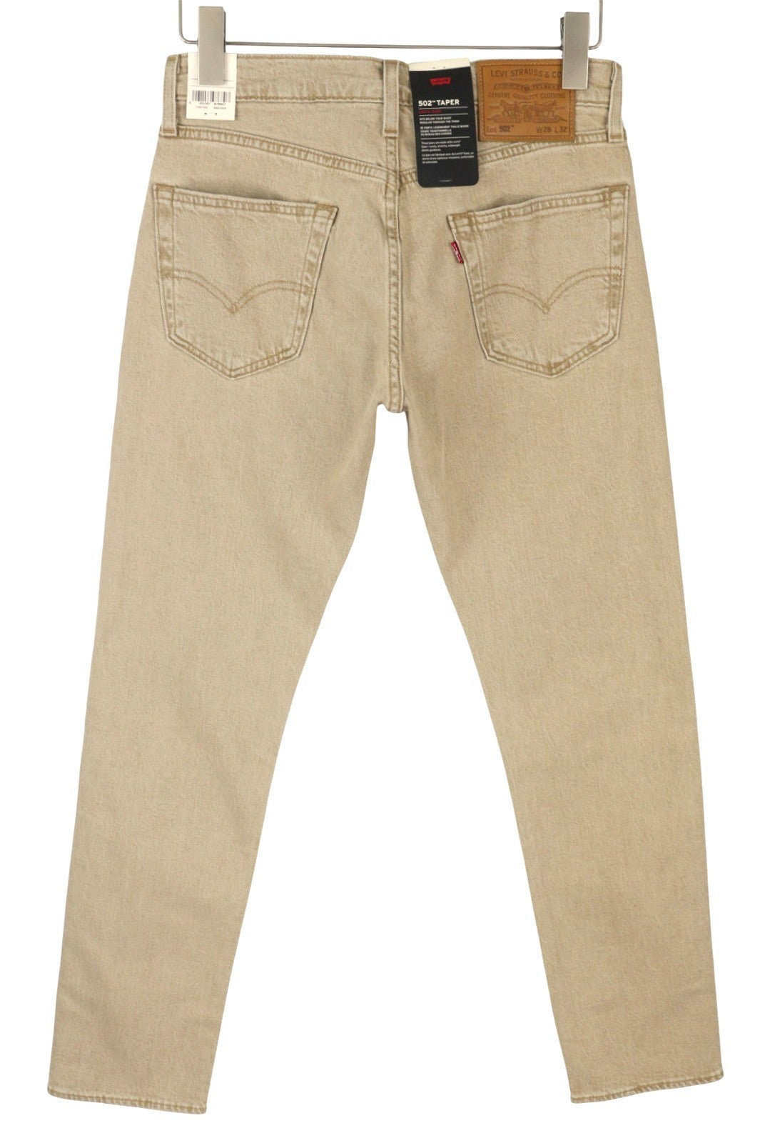 LEVI'S 502 Men Jeans W28/L32 Premium Big E Tapered Fit Zip Fly Beige Denim