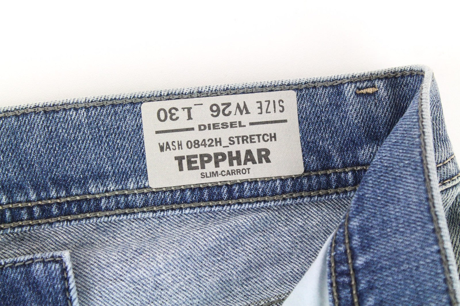 DIESEL Tepphar 0842H Men's Jeans W26/L30 Slim Carrot Fit Stretch Blue Buttoned