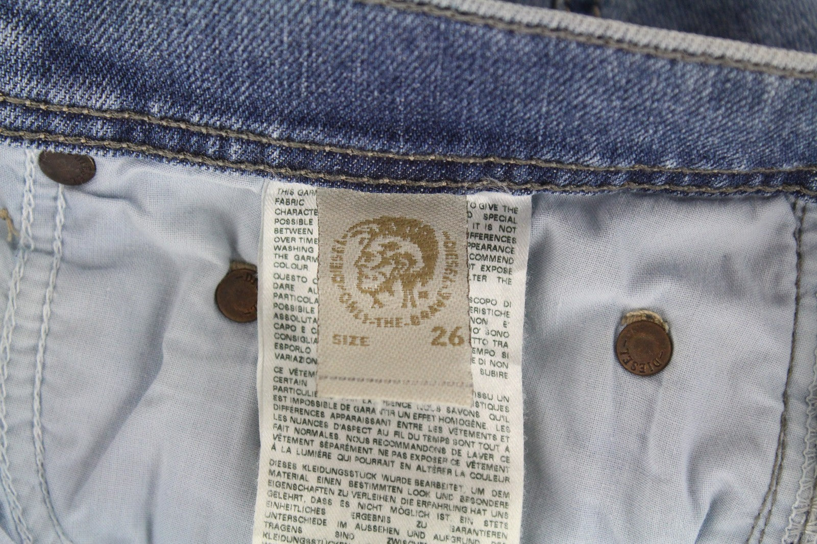 DIESEL Tepphar 0842H Men's Jeans W26/L30 Slim Carrot Fit Stretch Blue Buttoned