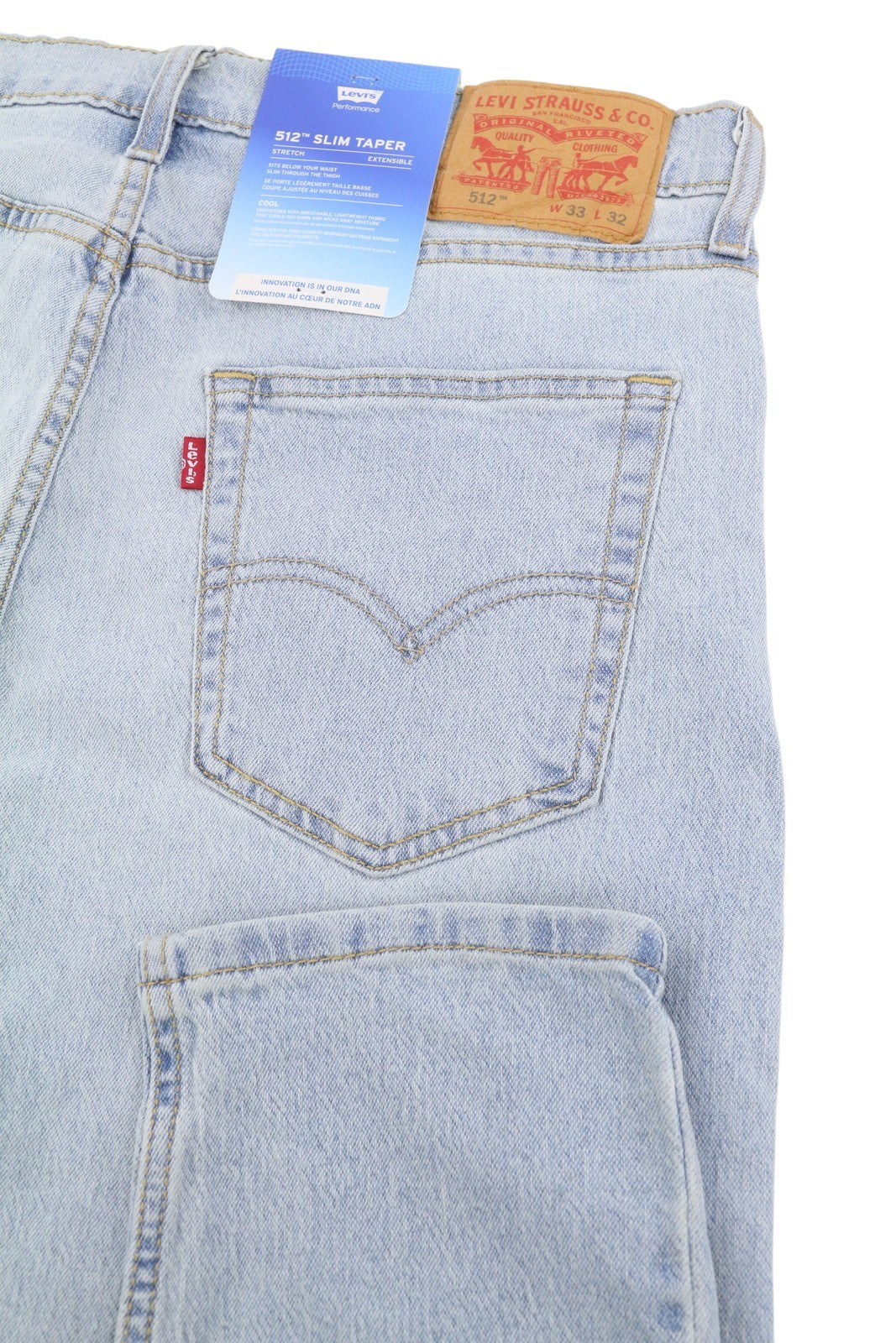 LEVI'S 512 Men Jeans W33/L32 Slim Taper Stretch Extensible Faded Denim Blue