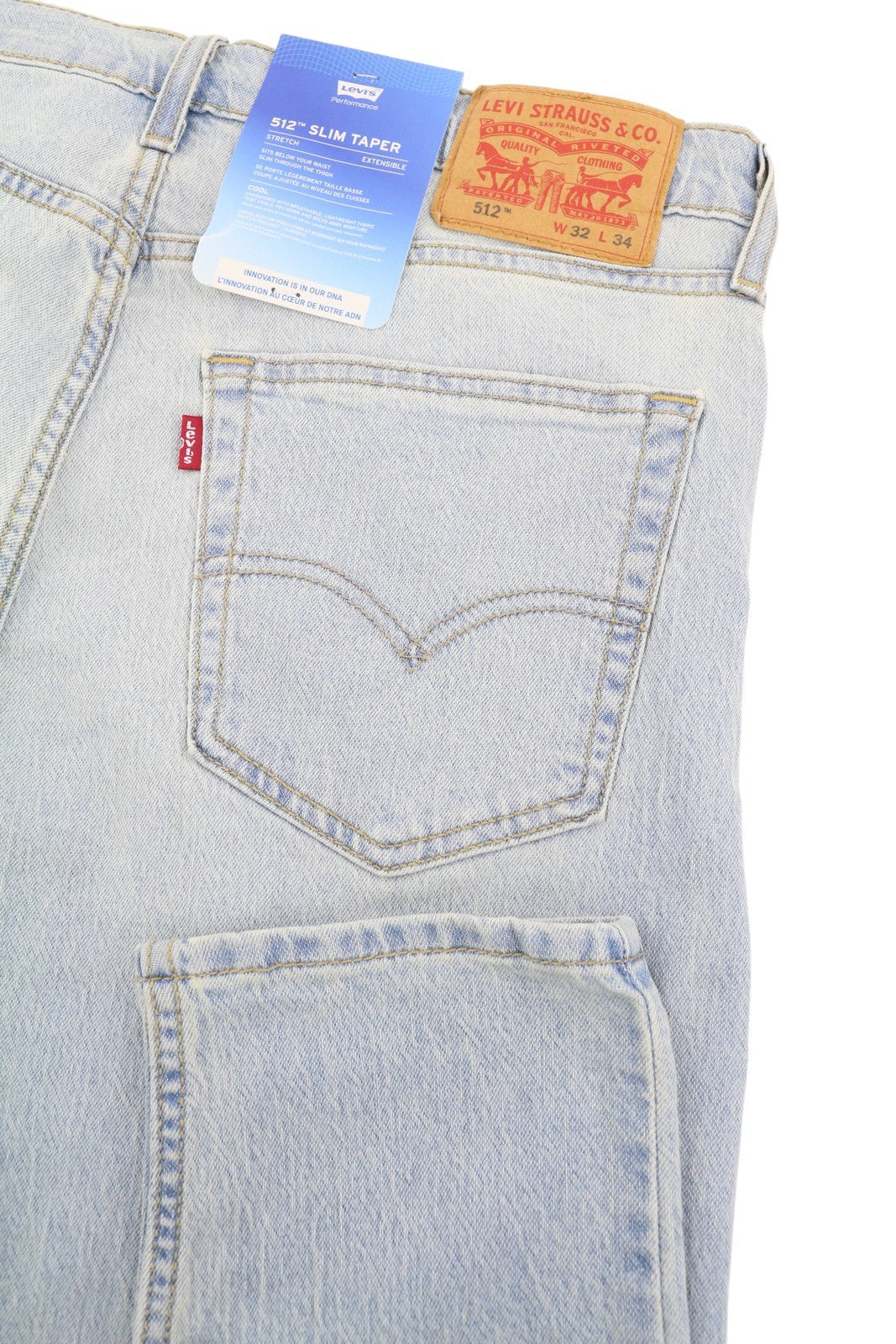 LEVI'S 512 Men Jeans W32/L34 Slim Taper Stretch Extensible Faded Denim Blue