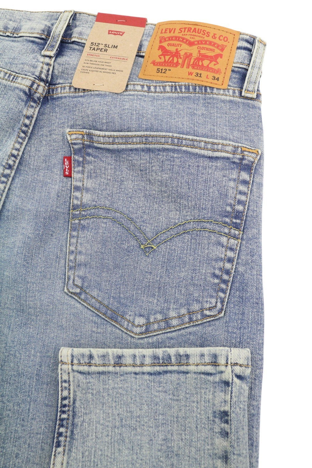 LEVI'S 512 Men Jeans W31/L34 Slim Tapered Stretch Extensible Zip Faded Blue