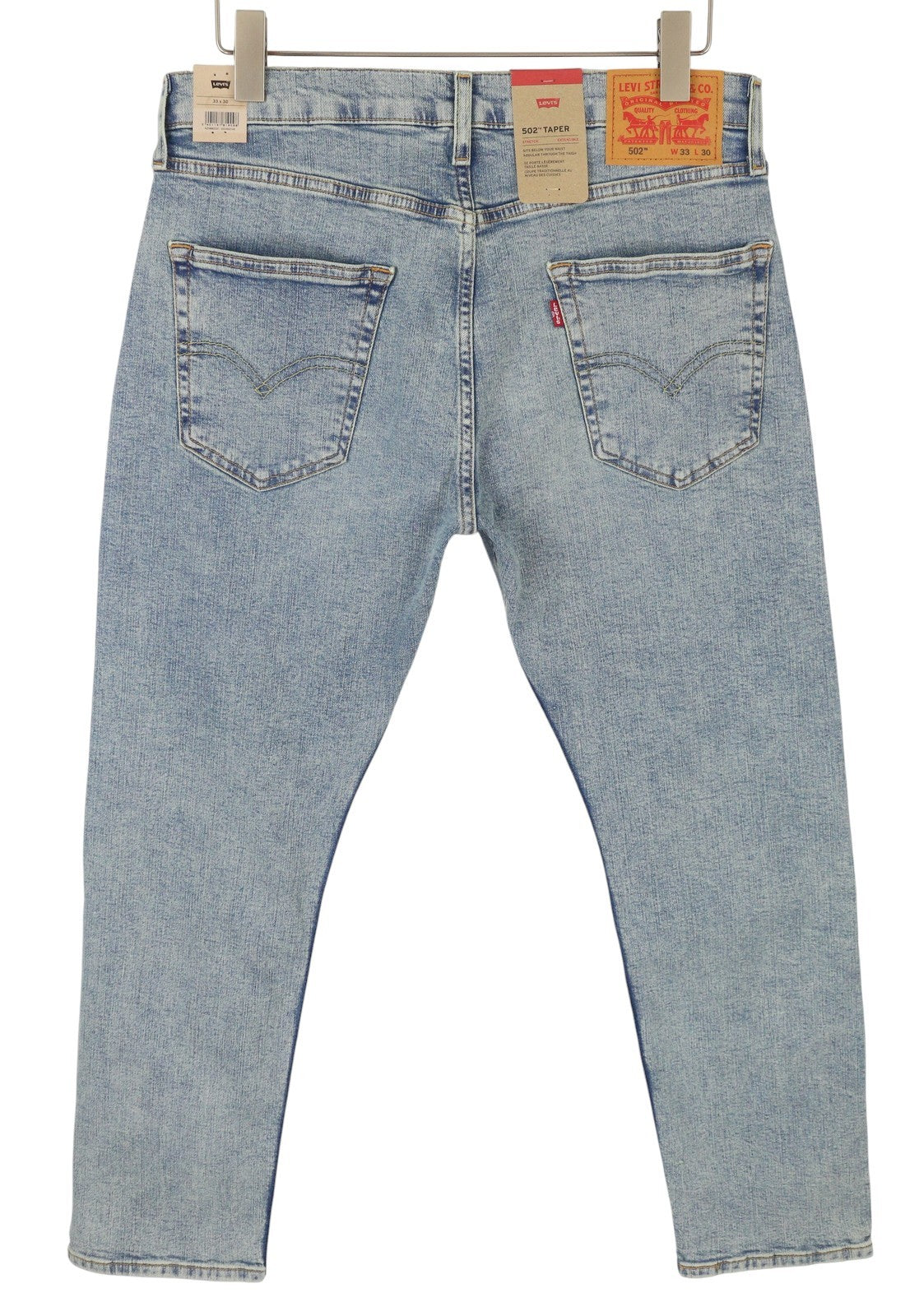 LEVI'S 502 Men Jeans W33/L30 Tapered Stretch Extensible Zip Faded Blue Denim