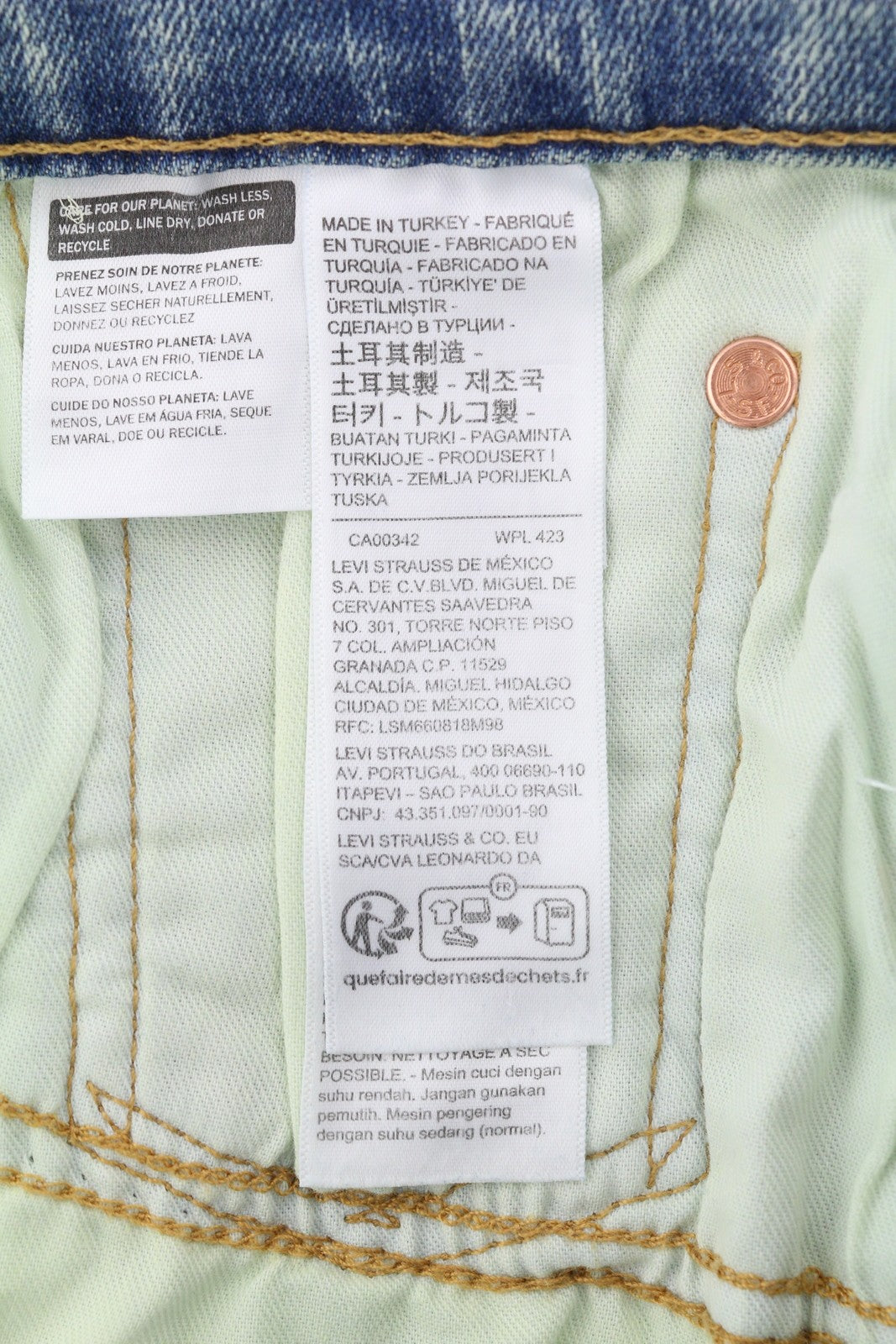 LEVI'S 502 Men Jeans W33/L30 Tapered Stretch Extensible Zip Faded Blue Denim