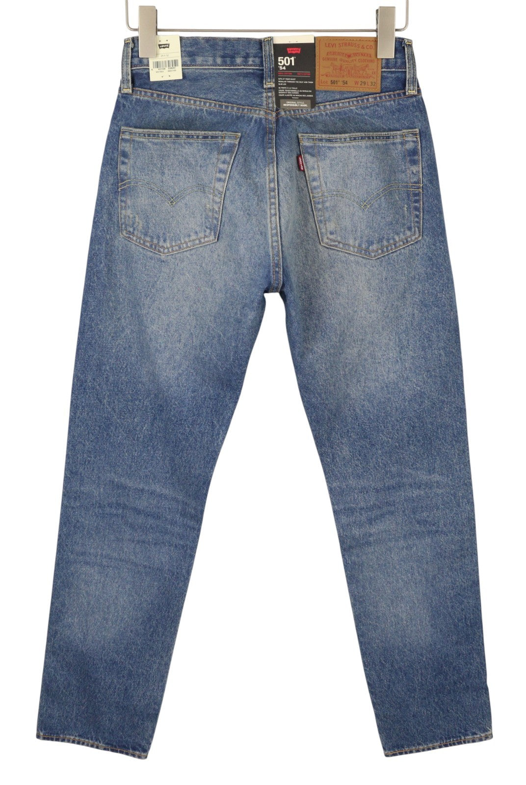 LEVI'S 501 '54 Men Jeans W29/L32 Premium Big E Straight Fit Distress Faded Blue