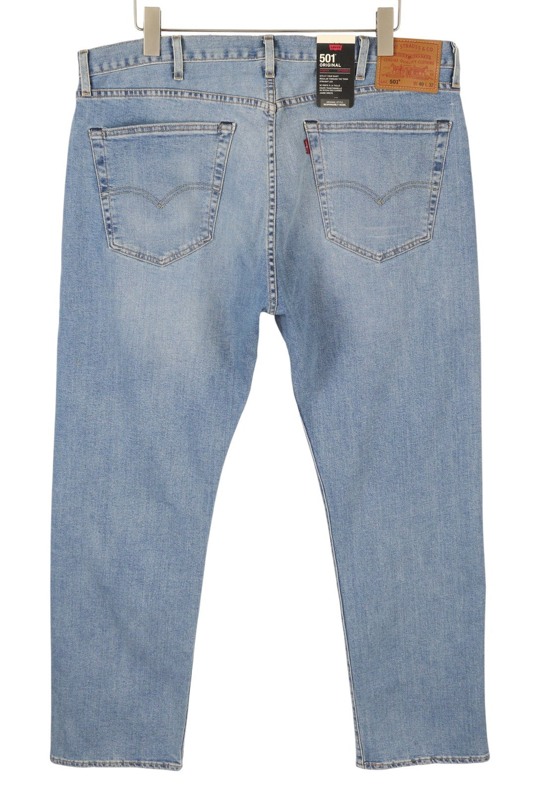 LEVI'S 501 Men Jeans W40/L32 Premium Big E Straight Fit Button Fly Faded Blue