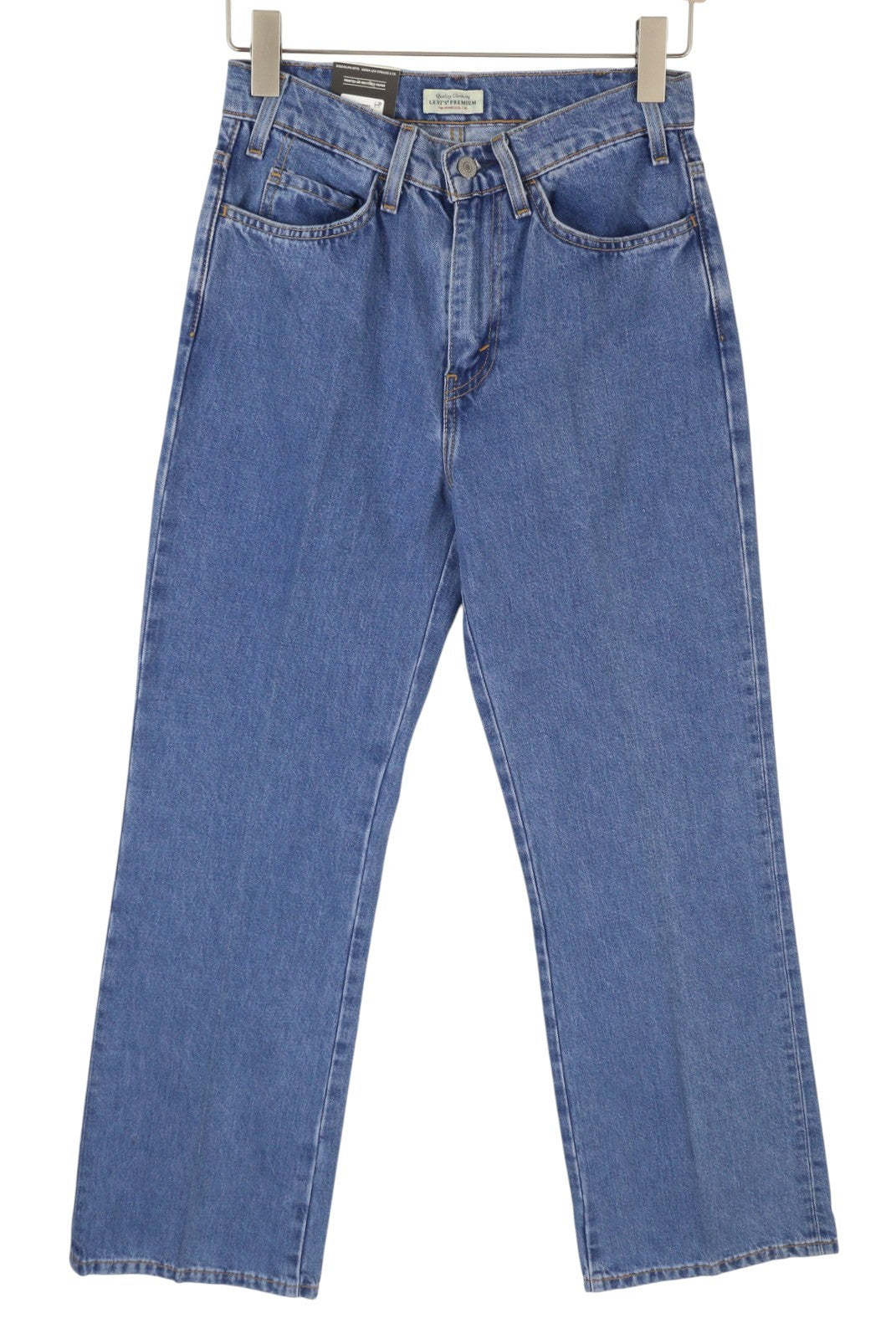 LEVI'S Sta-Prest Men Jeans W28/L30 Premium Flare Big E Zip Fly Denim Blue