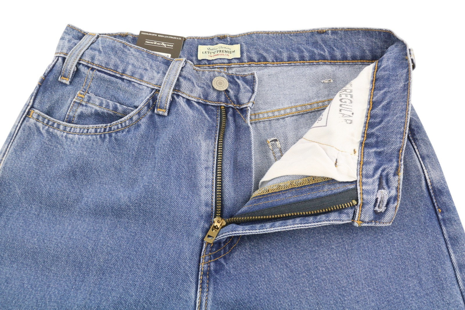 LEVI'S Sta-Prest Men Jeans W28/L30 Premium Flare Big E Zip Fly Denim Blue