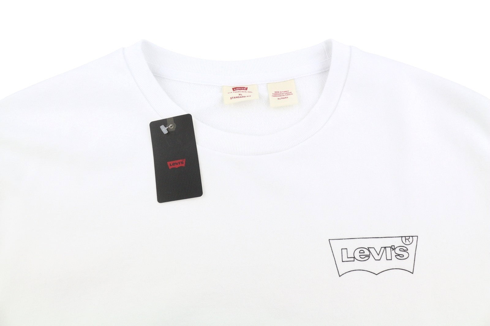 LEVI'S Standard Fit Men Sweatshirt XL White Graphic Logo Crew Neck Pullover