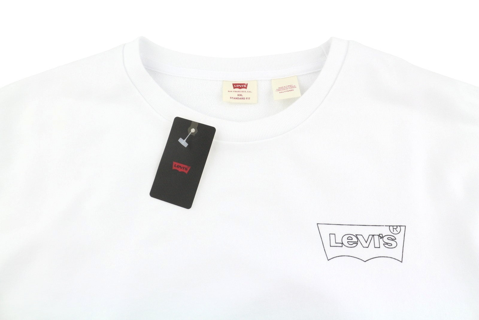 LEVI'S Standard Fit Men Sweatshirt 2XL White Graphic Logo Crew Collar Pullover