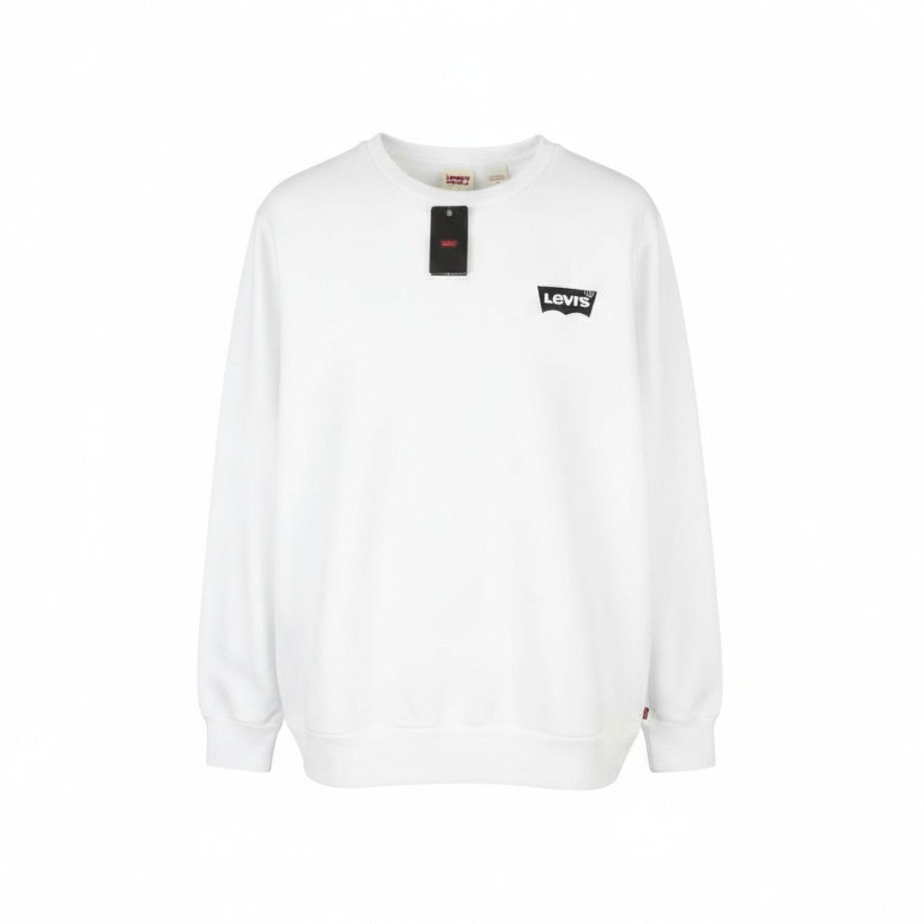 LEVI'S Standard Fit Men Sweatshirt L White Graphic Logo Crew Collar Pullover