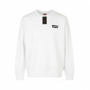LEVI'S Standard Fit Men Sweatshirt M White Crew Neck Front Logo Cotton Pullover