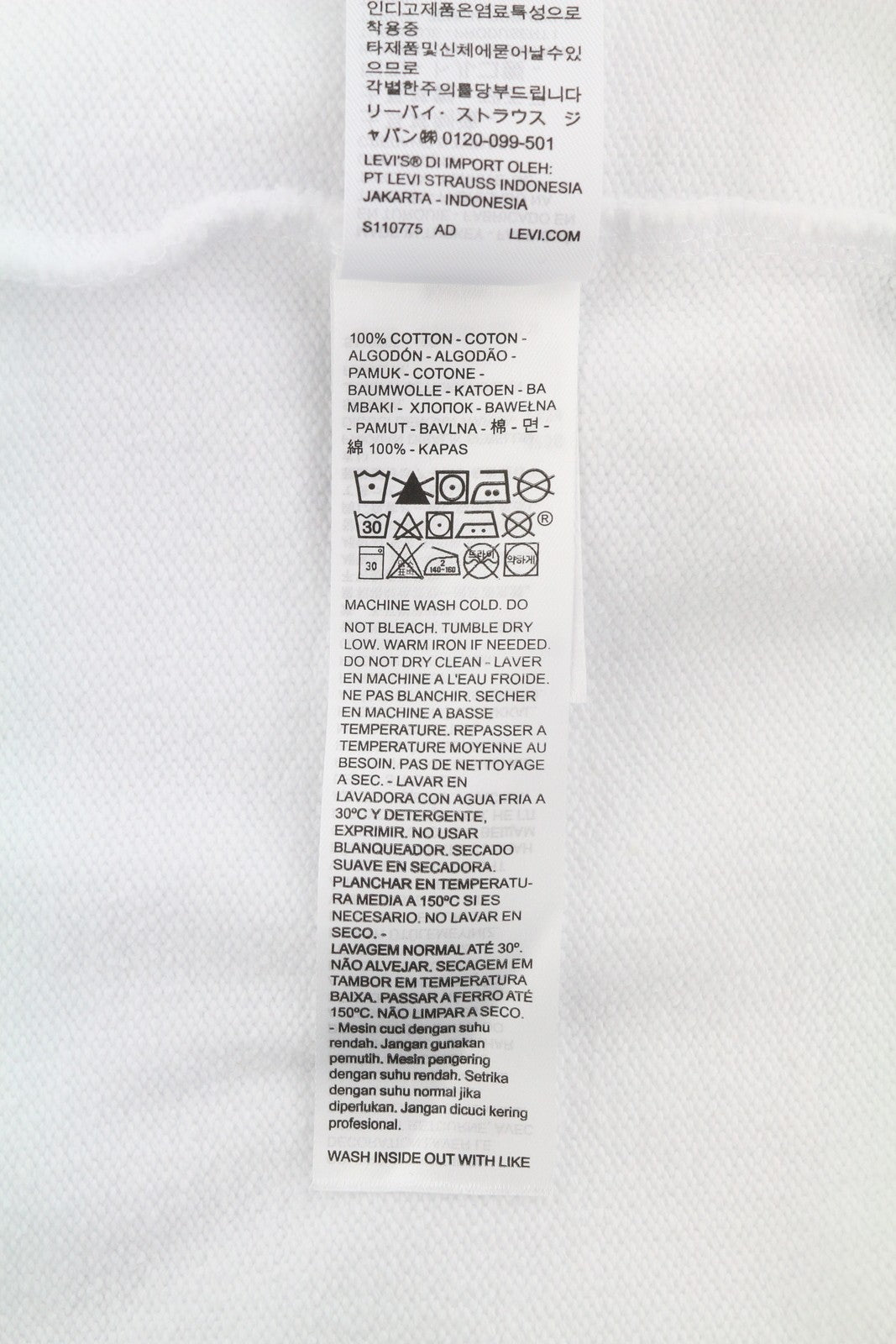 LEVI'S Standard Fit Men Sweatshirt M White Crew Neck Front Logo Cotton Pullover