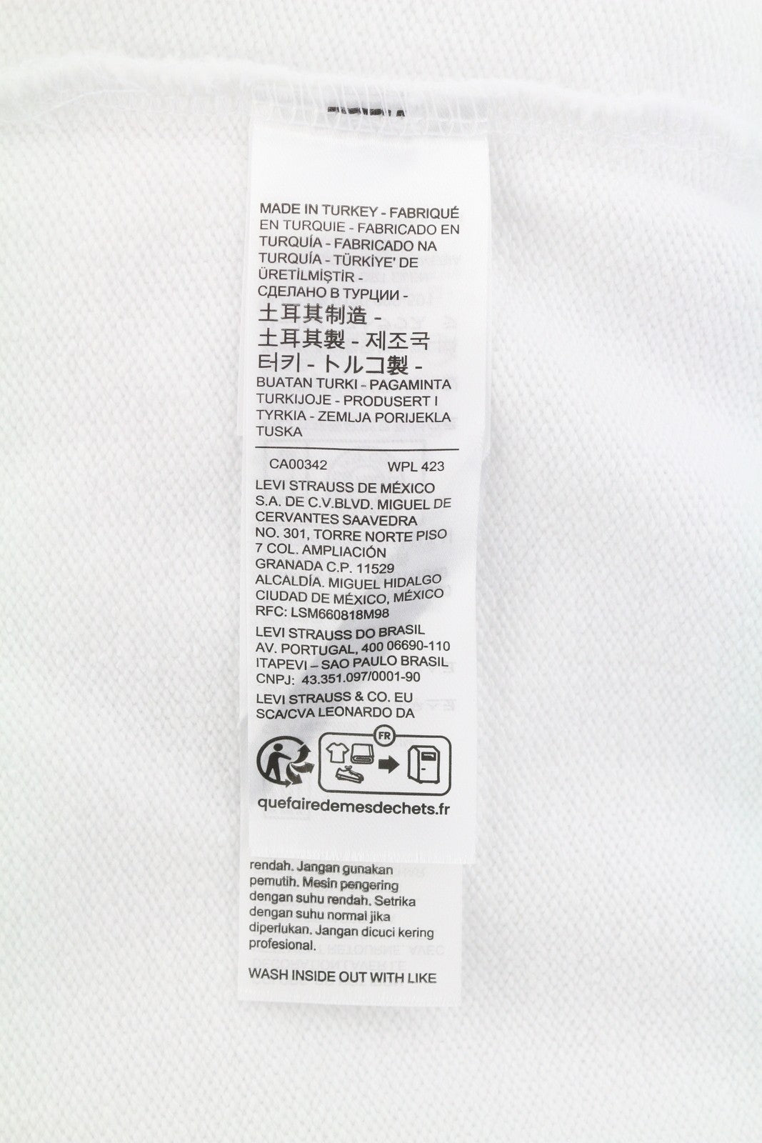 LEVI'S Standard Fit Men Sweatshirt XL White Crew Neck Front Logo Cotton Pullover