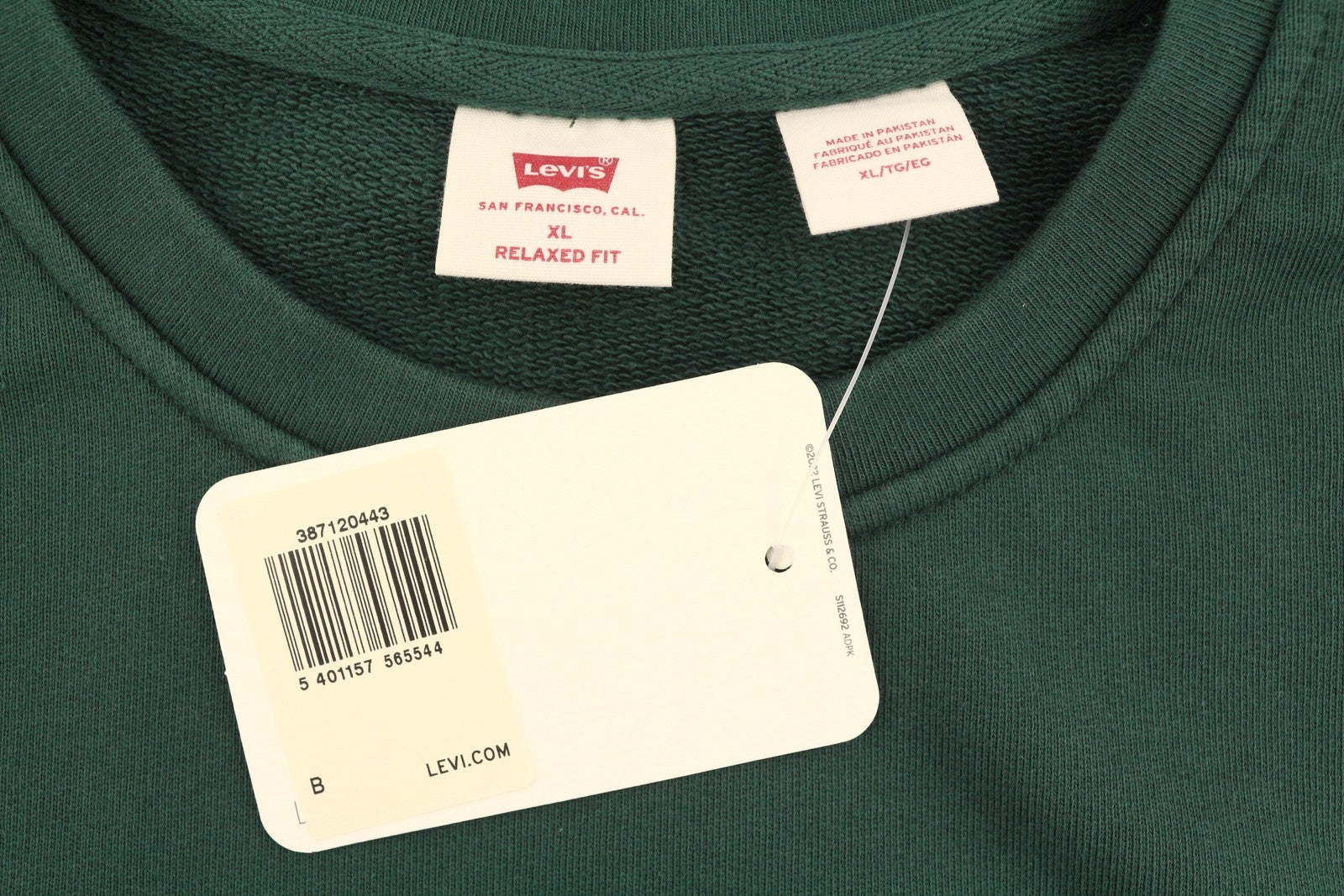 LEVI'S Relaxed Fit Men Sweatshirt XL Green Crew Neck Embroidered Logo Pullover