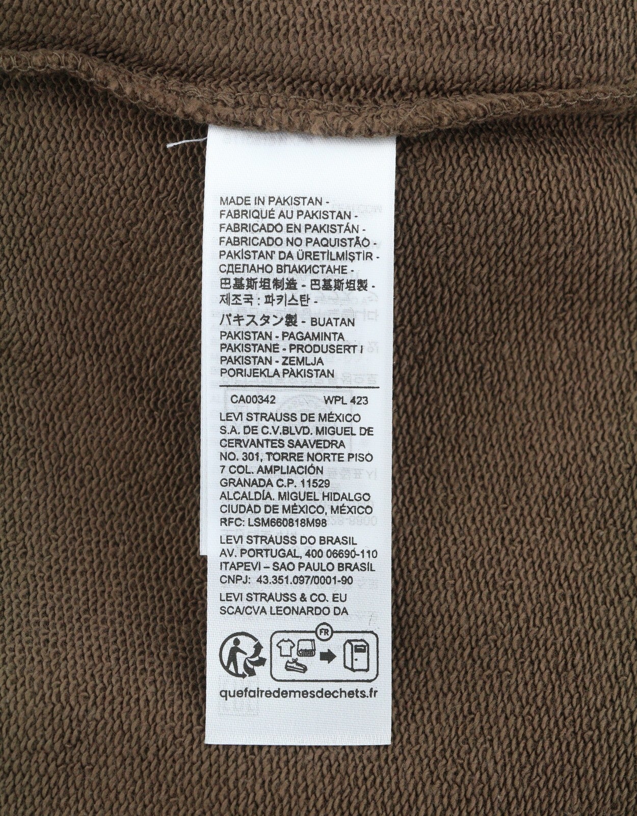 LEVI'S Standard Fit Men Sweatshirt XS Brown Crew Neck Patch Logo Cotton Pullover