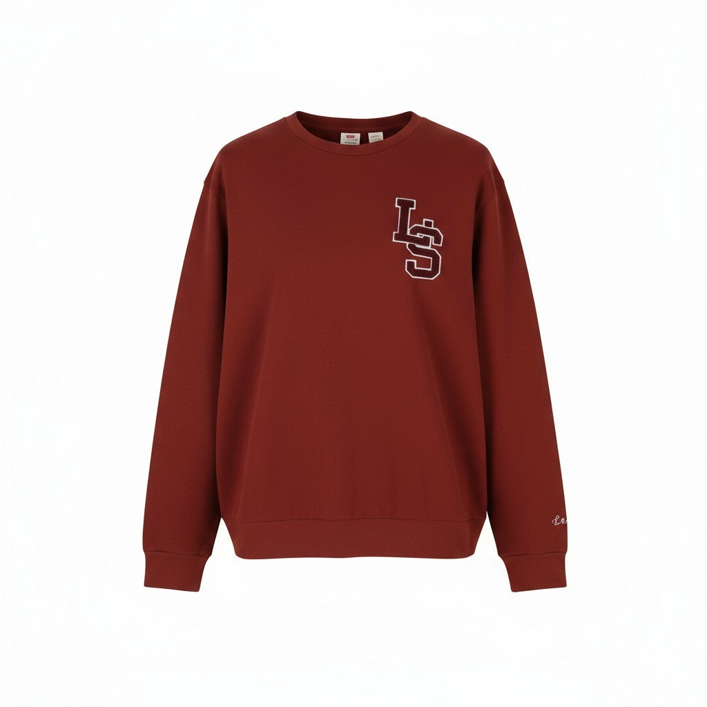 LEVI'S Standard Fit Men Sweatshirt 2XL Red Crew Neck Front Logo Cotton Pullover